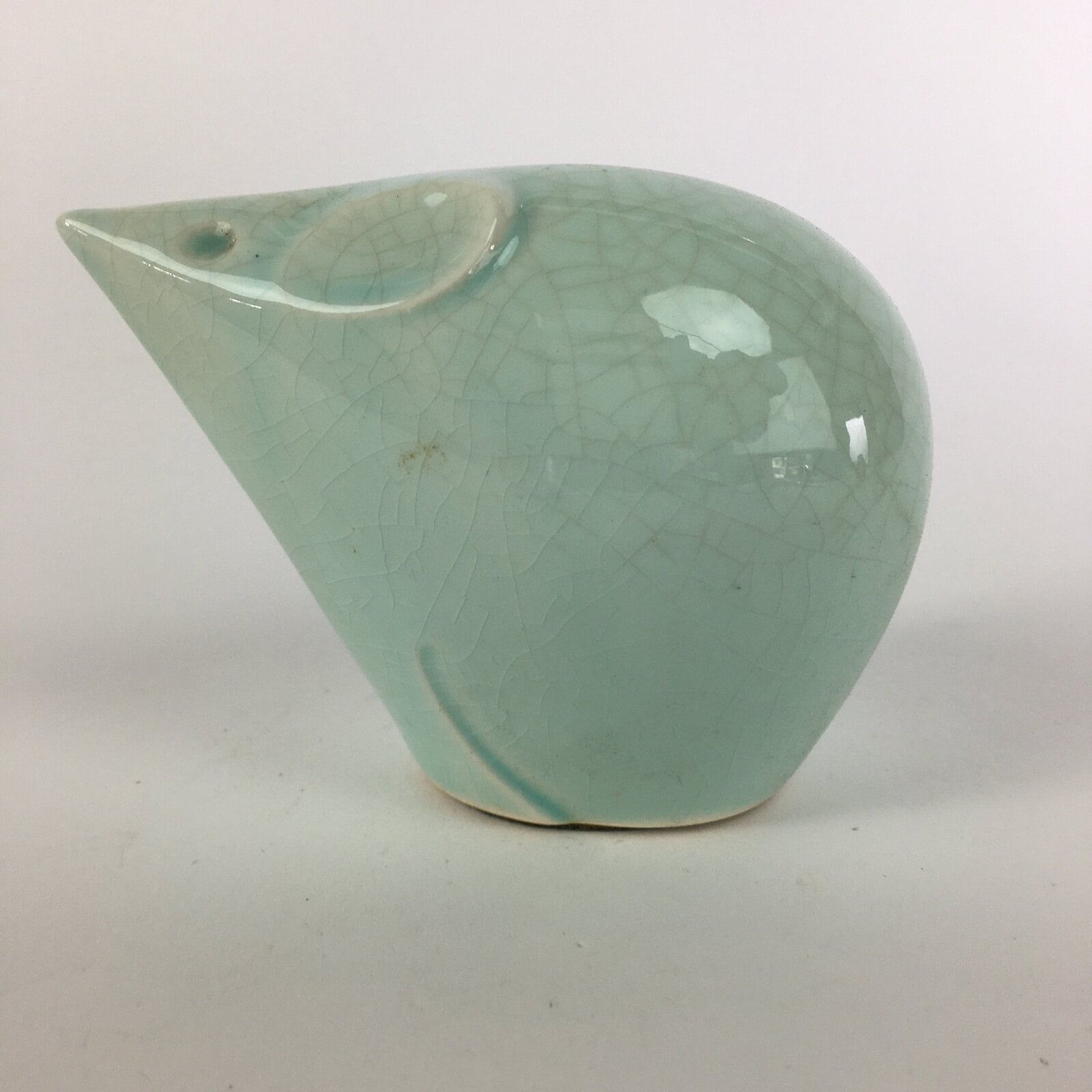 Japanese Kokeshi Doll Vtg Figurine Porcelain Zodiac Mouse Light Blue KF554