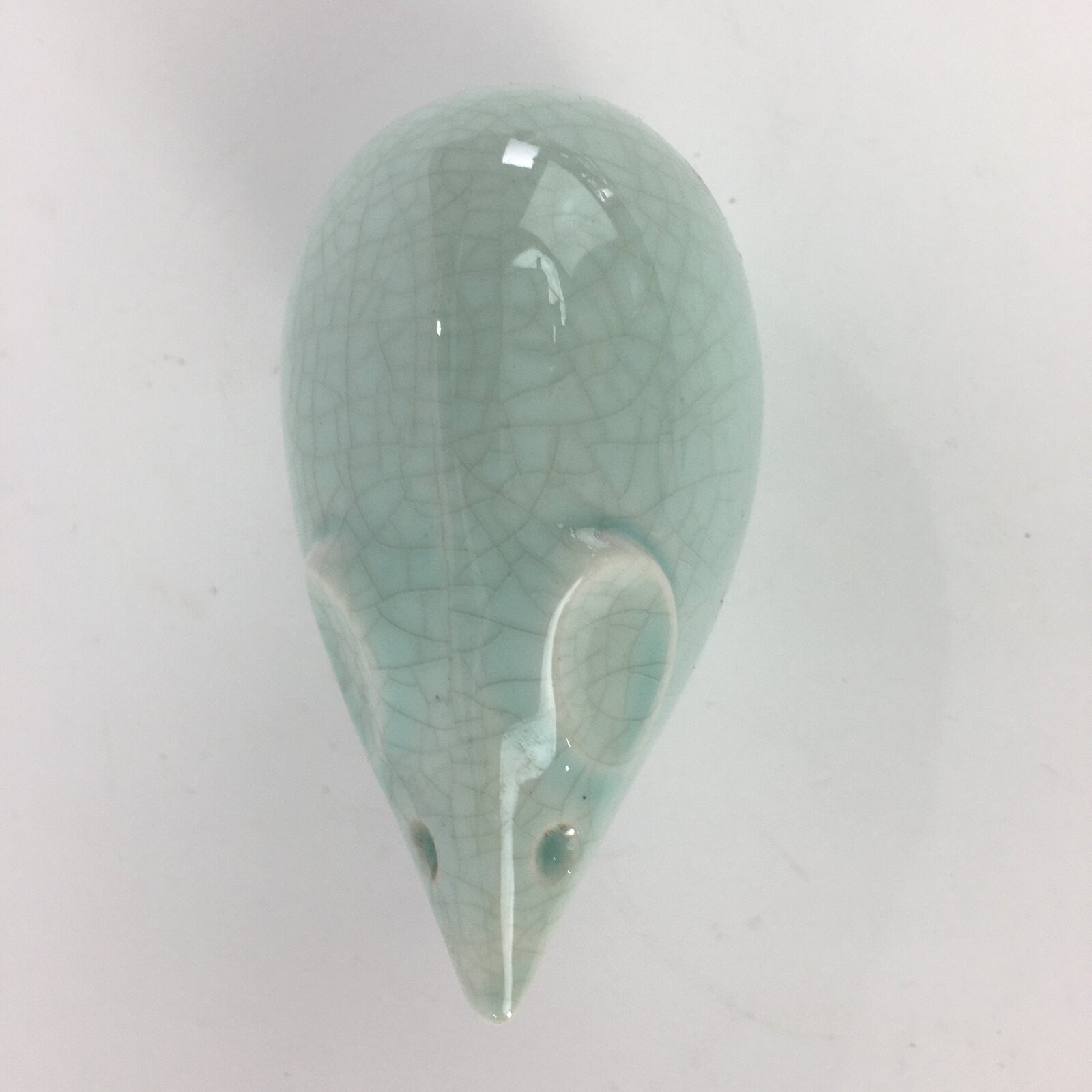 Japanese Kokeshi Doll Vtg Figurine Porcelain Zodiac Mouse Light Blue KF554