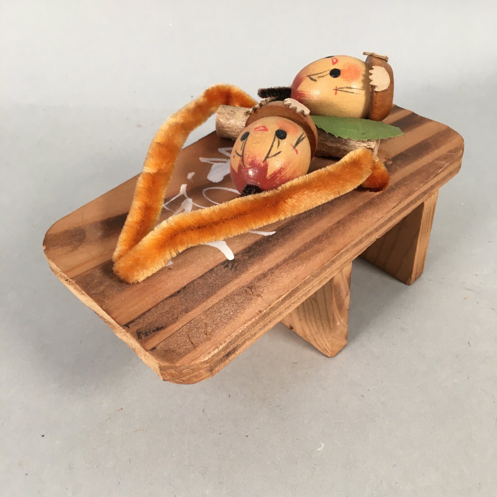 Japanese Kokeshi Doll Vtg Handmade Geta Wood Sandal Acorn Ningyo KF511