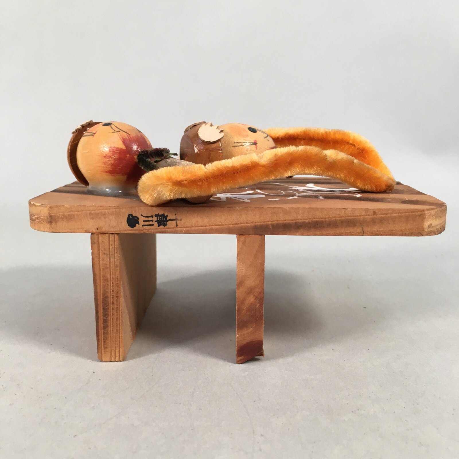 Japanese Kokeshi Doll Vtg Handmade Geta Wood Sandal Acorn Ningyo KF511