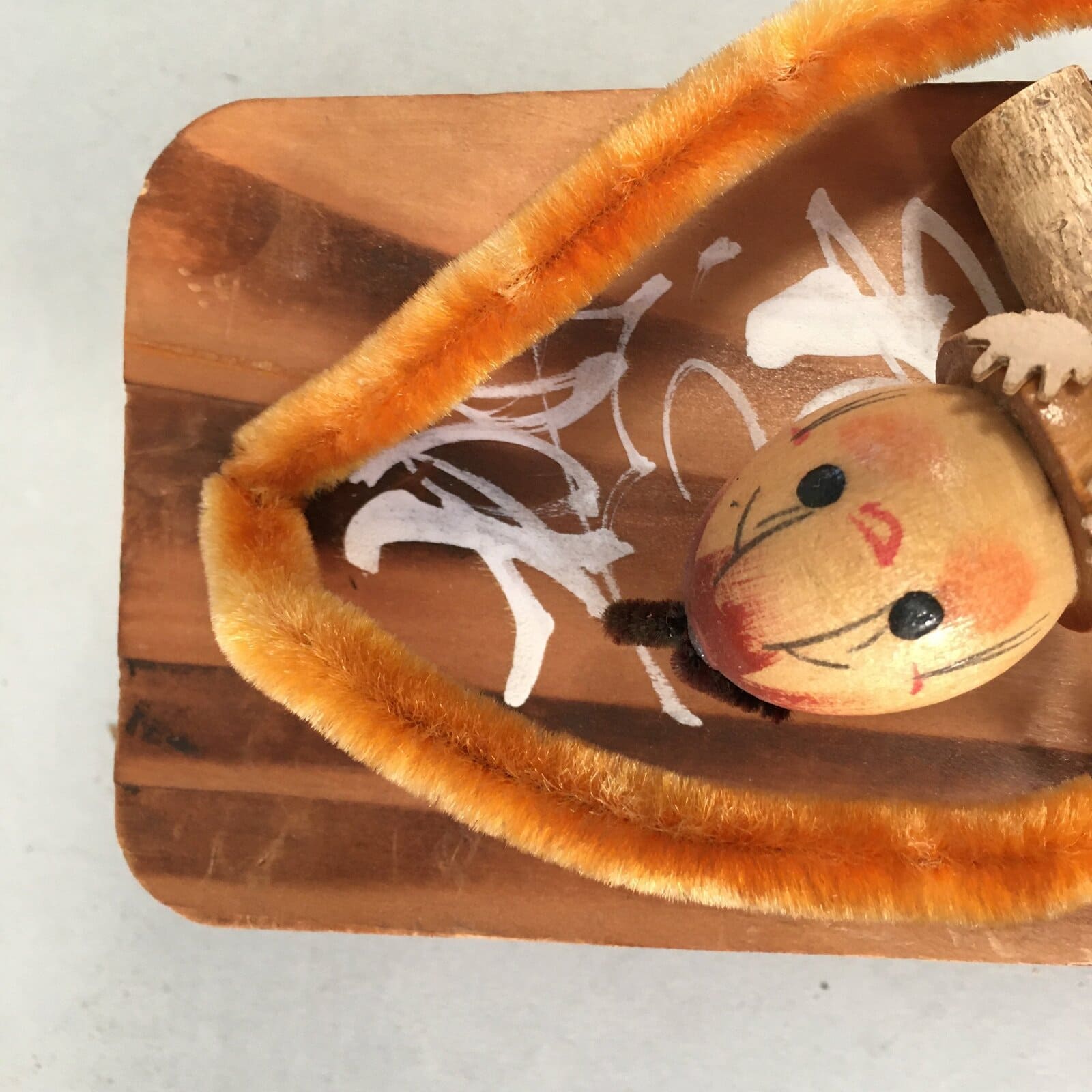 Japanese Kokeshi Doll Vtg Handmade Geta Wood Sandal Acorn Ningyo KF511