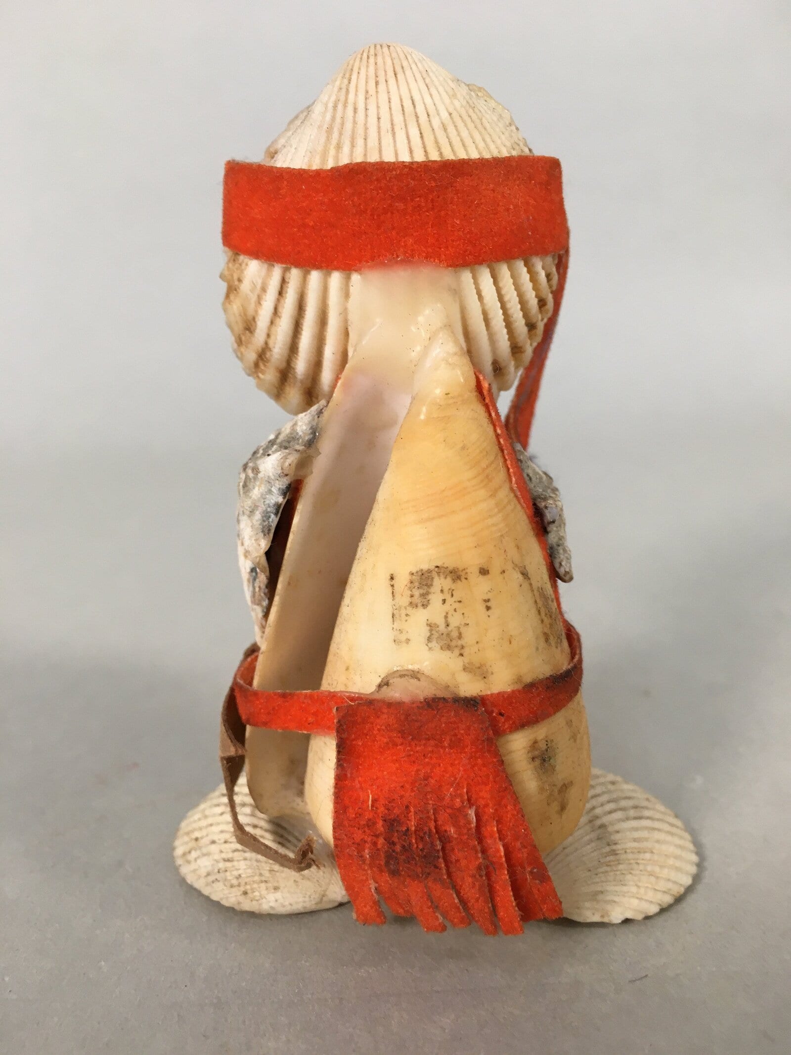 Japanese Kokeshi Doll Vtg Handmade Ornament Shell Samurai Ningyo KF516