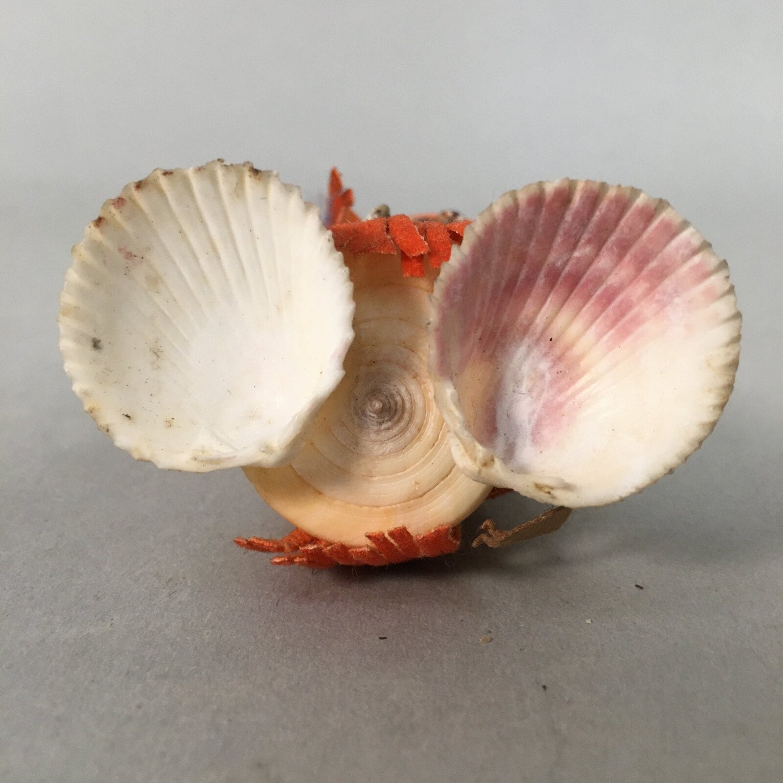 Japanese Kokeshi Doll Vtg Handmade Ornament Shell Samurai Ningyo KF516