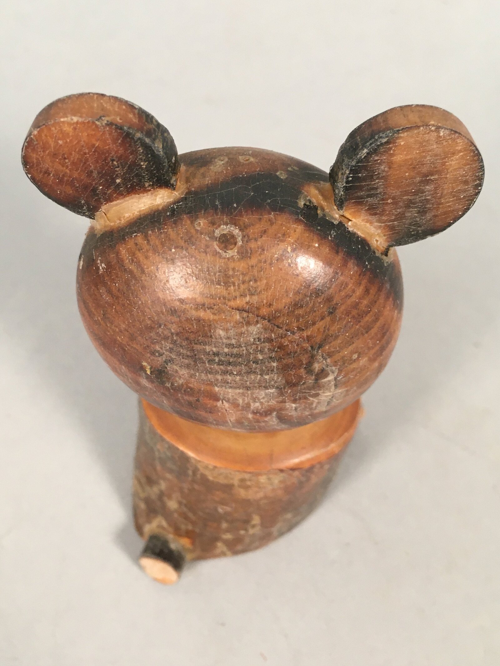 Japanese Kokeshi Doll Vtg Wooden Figurine Raccoon Dog Tanuki KF479