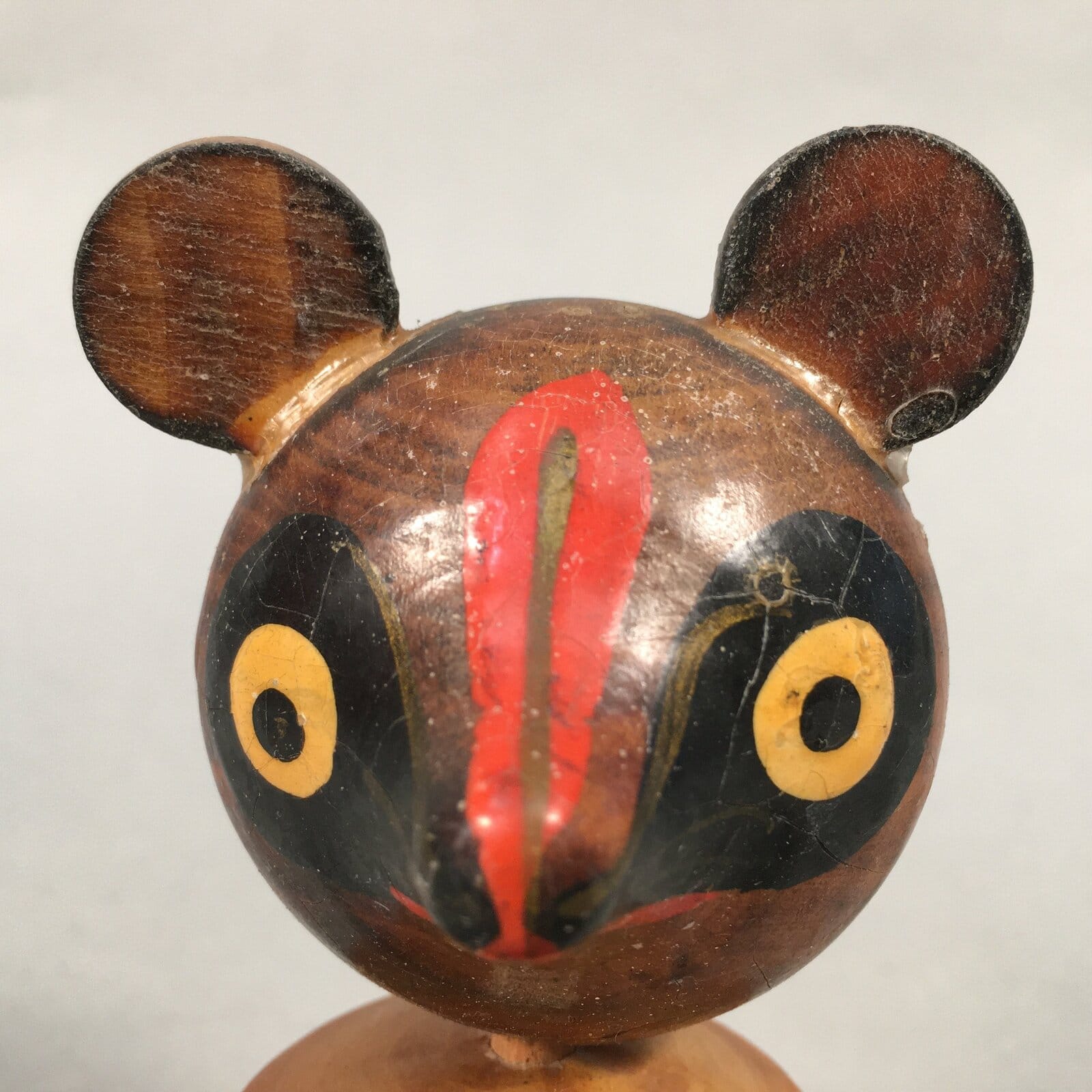 Japanese Kokeshi Doll Vtg Wooden Figurine Raccoon Dog Tanuki KF479