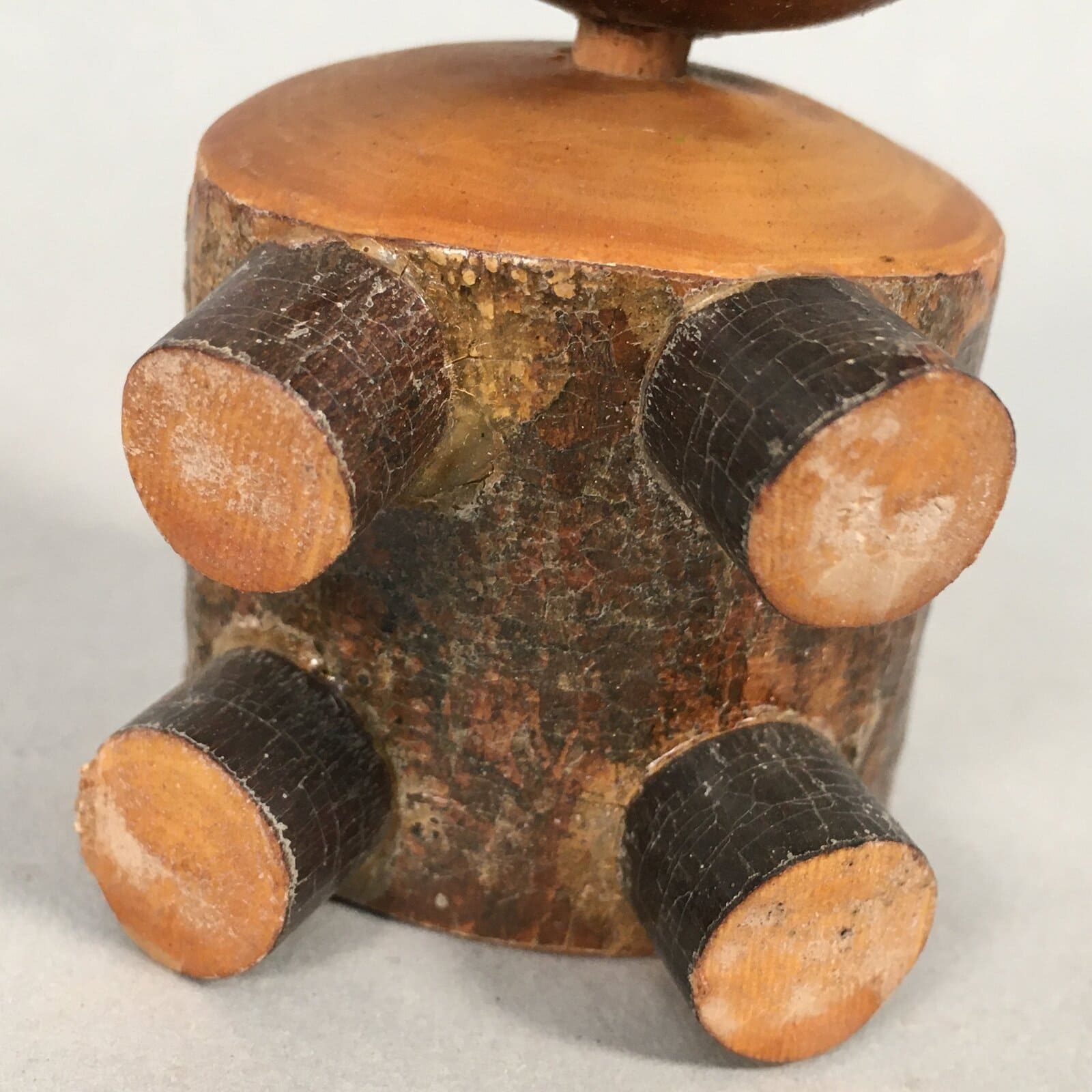 Japanese Kokeshi Doll Vtg Wooden Figurine Raccoon Dog Tanuki KF479