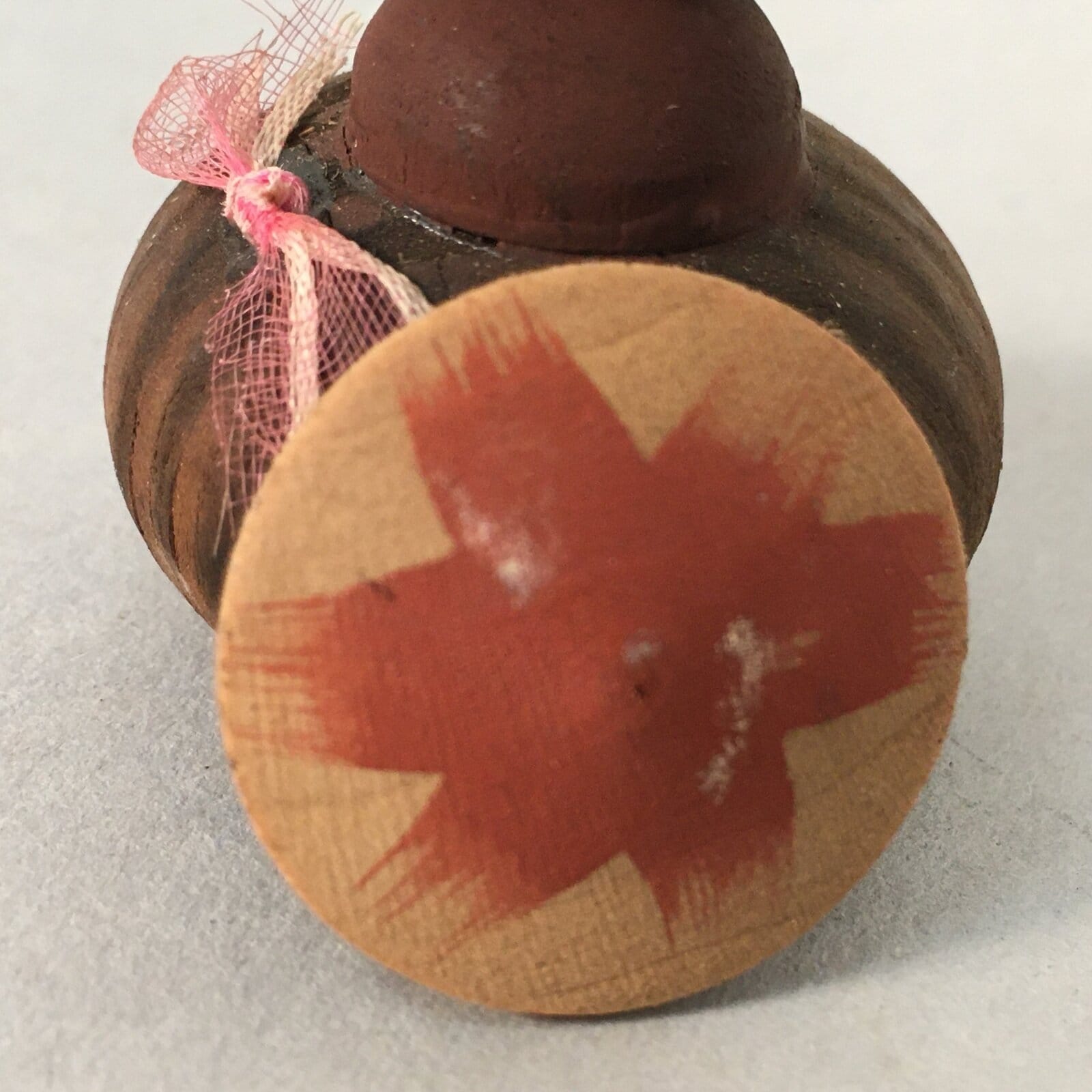 Japanese Kokeshi Doll Vtg Wooden Figurine Raccoon Dog Tanuki Wobbly Head KF486