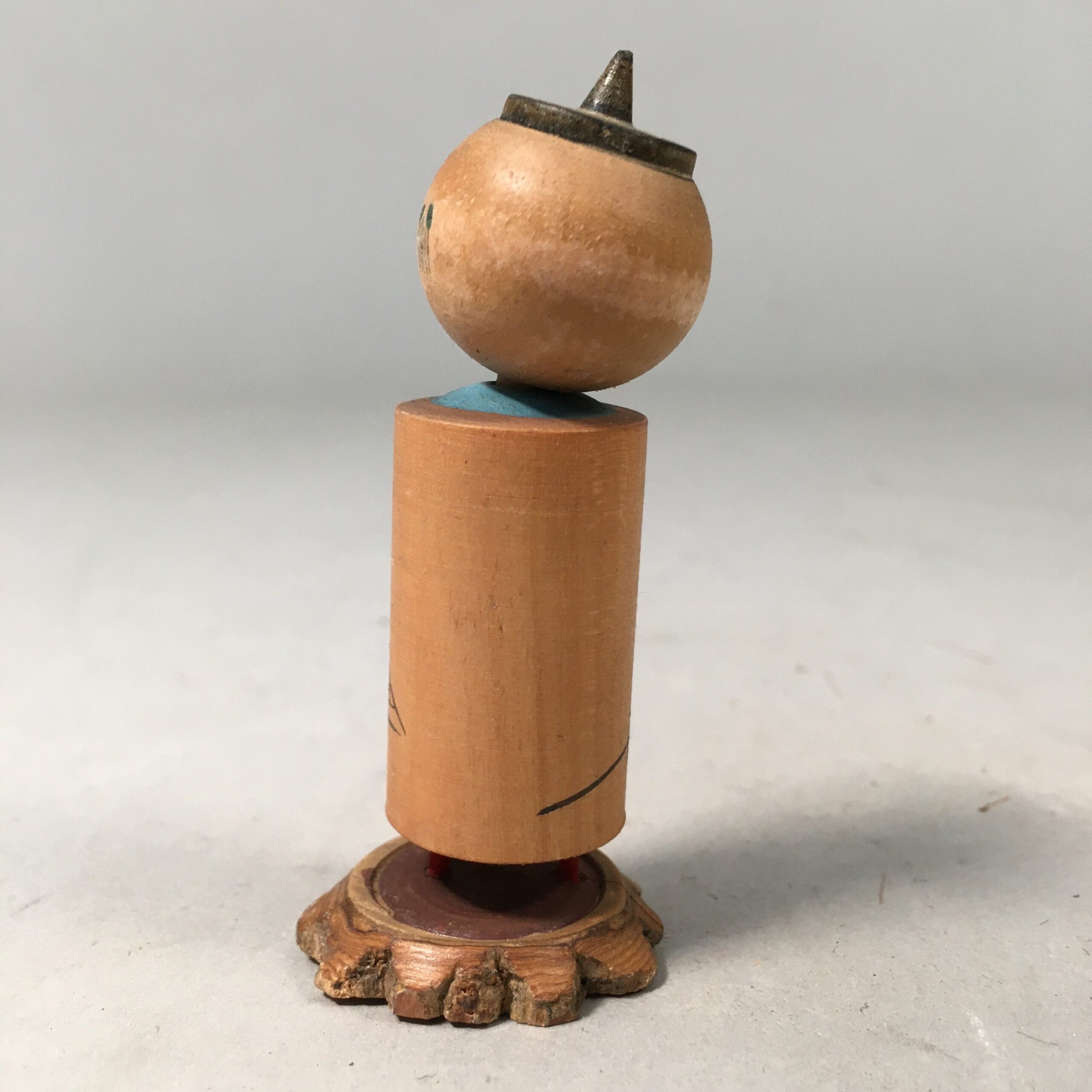 Japanese Kokeshi Doll Vtg Wooden Figurine Wobbly Head Basho Haiku KF432