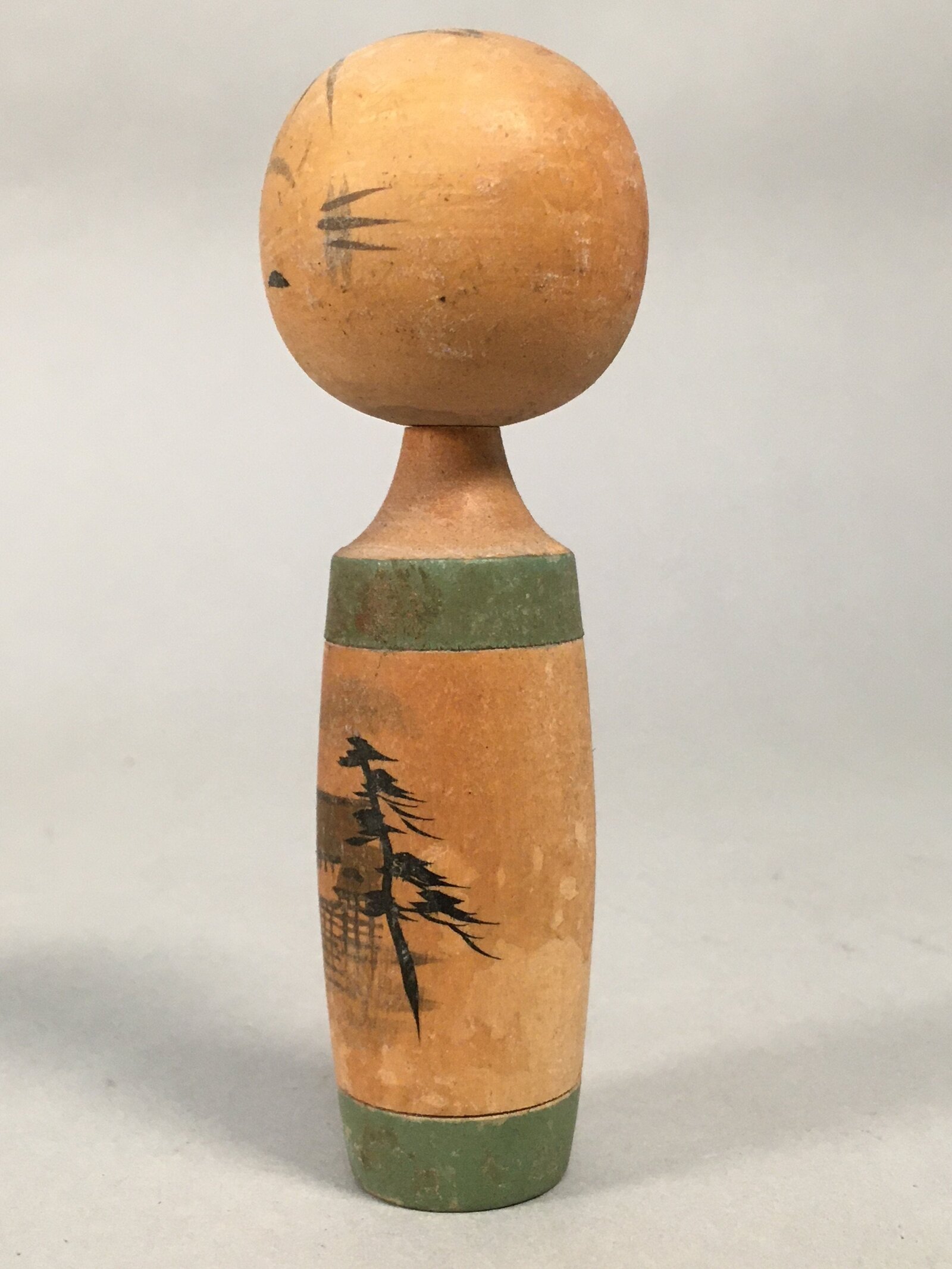 Japanese Kokeshi Doll Vtg Wooden Figurine Wobbly Head Smile Pagoda KF462