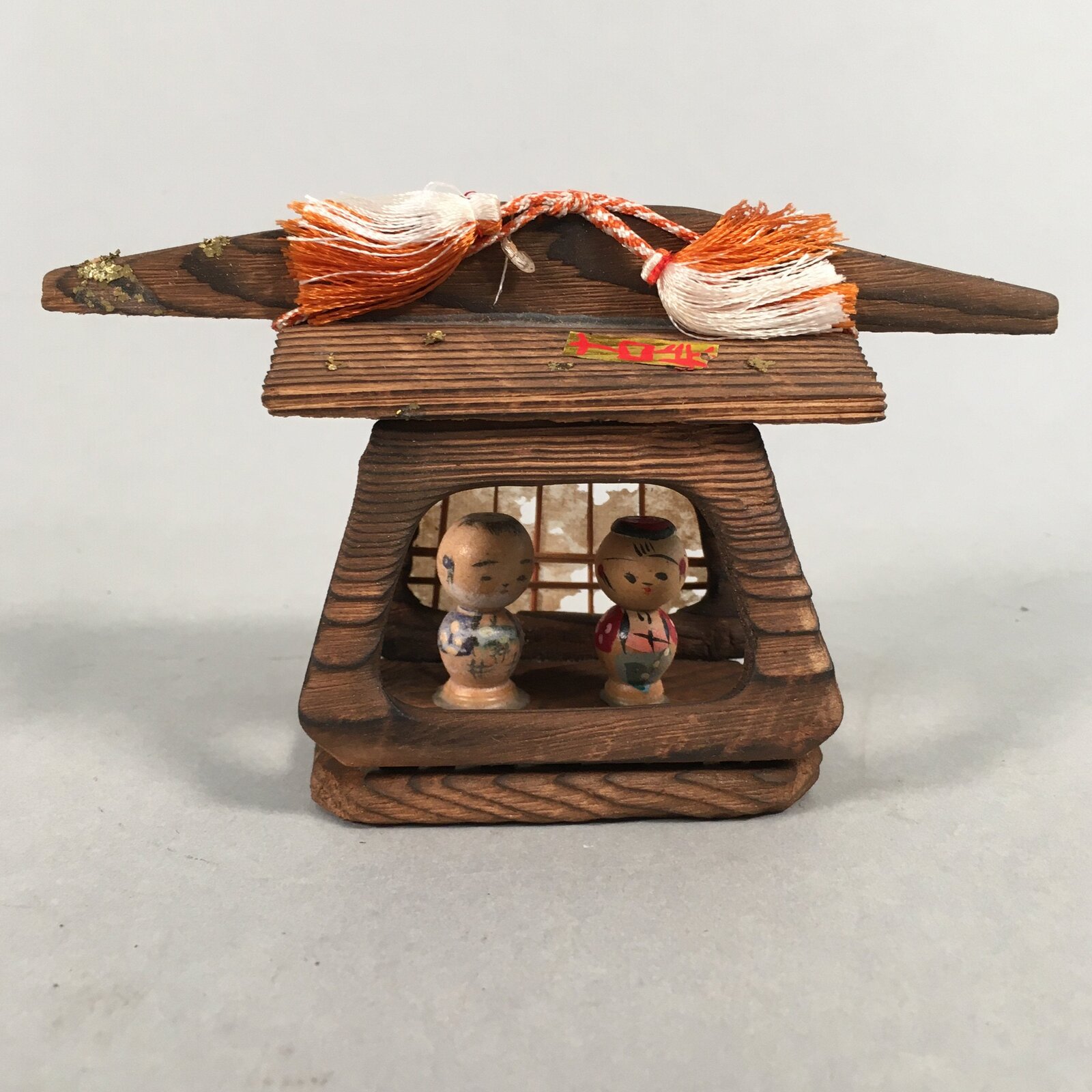 Japanese Kokeshi Doll Vtg Wooden Handmade Craft kago Mikoshi Figurine KF545