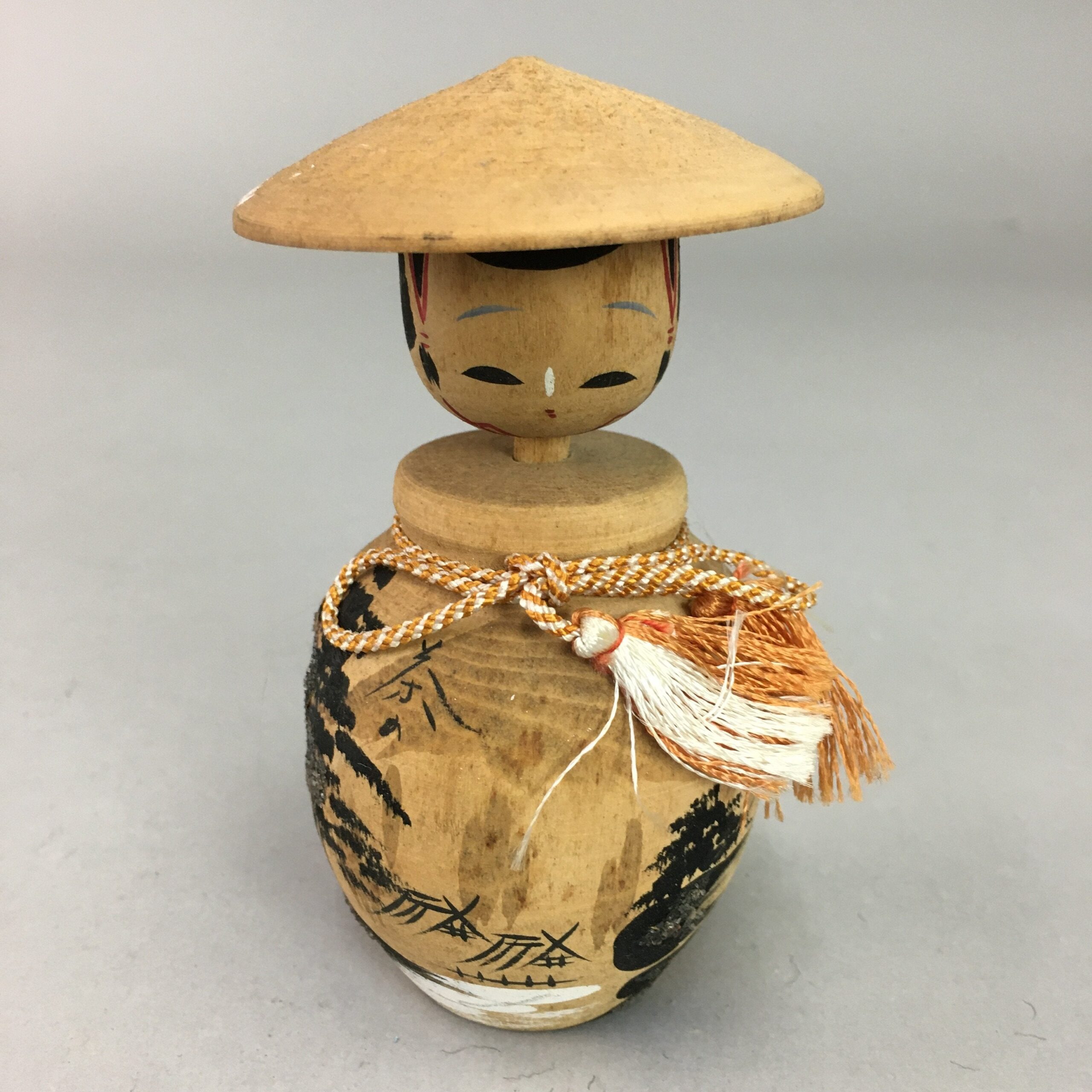 Japanese Kokeshi Doll Wooden Figurine Vtg Shade Landscape Kanji KF334