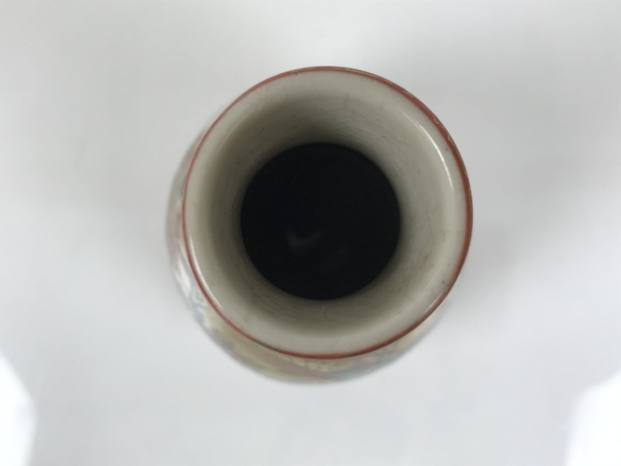 Japanese Kutani Porcelain Sake Bottle Tokkuri White Red Gold Pheasant Bird TS888