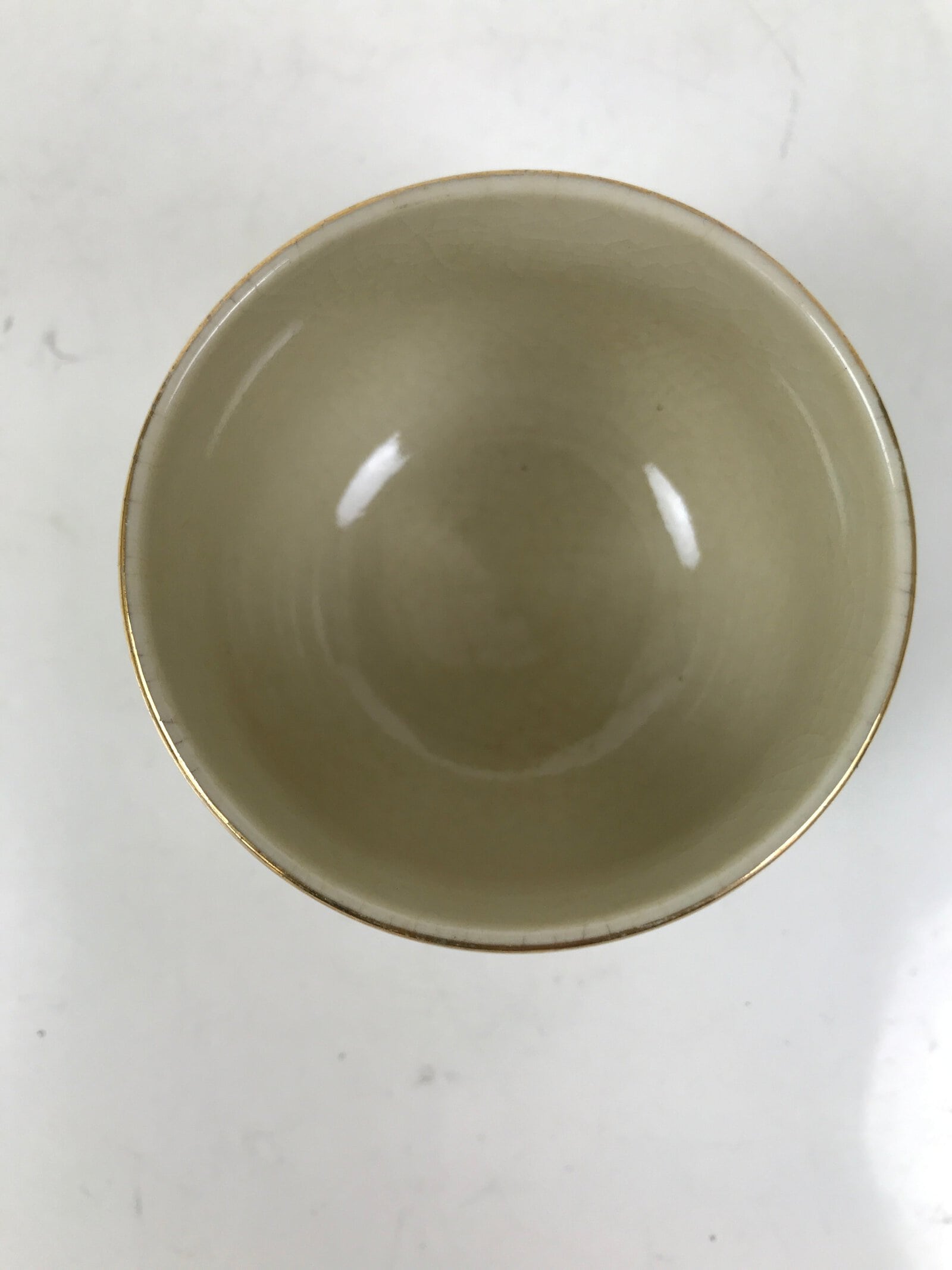 Japanese Kutani Porcelain Teacup Vtg Ducks Plum Blossom Beige Red Yunomi TC596