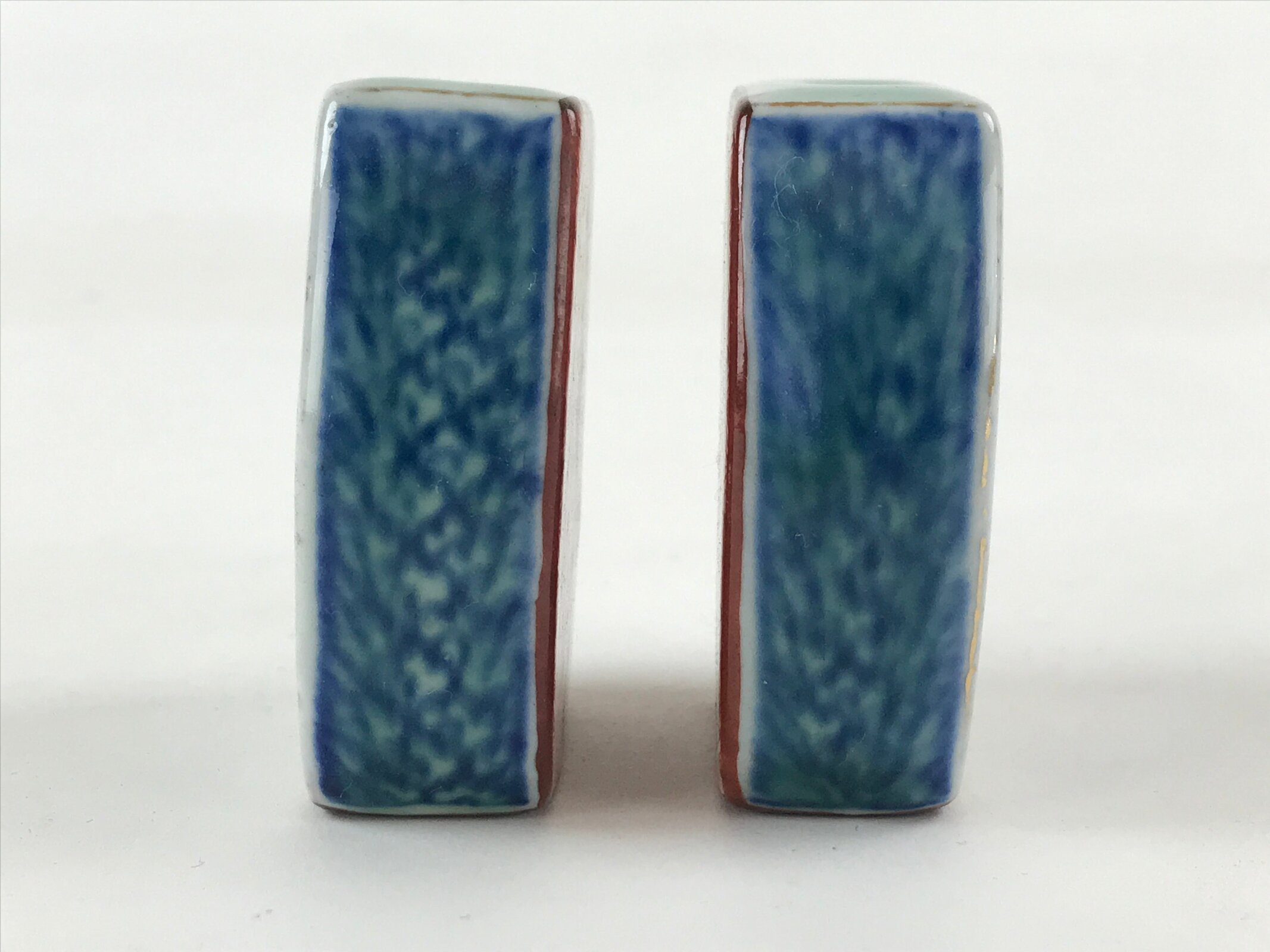 Japanese Kutani Ware Hanging Scroll Weights Vtg Fuchin Kakejiku Rectangle FC321