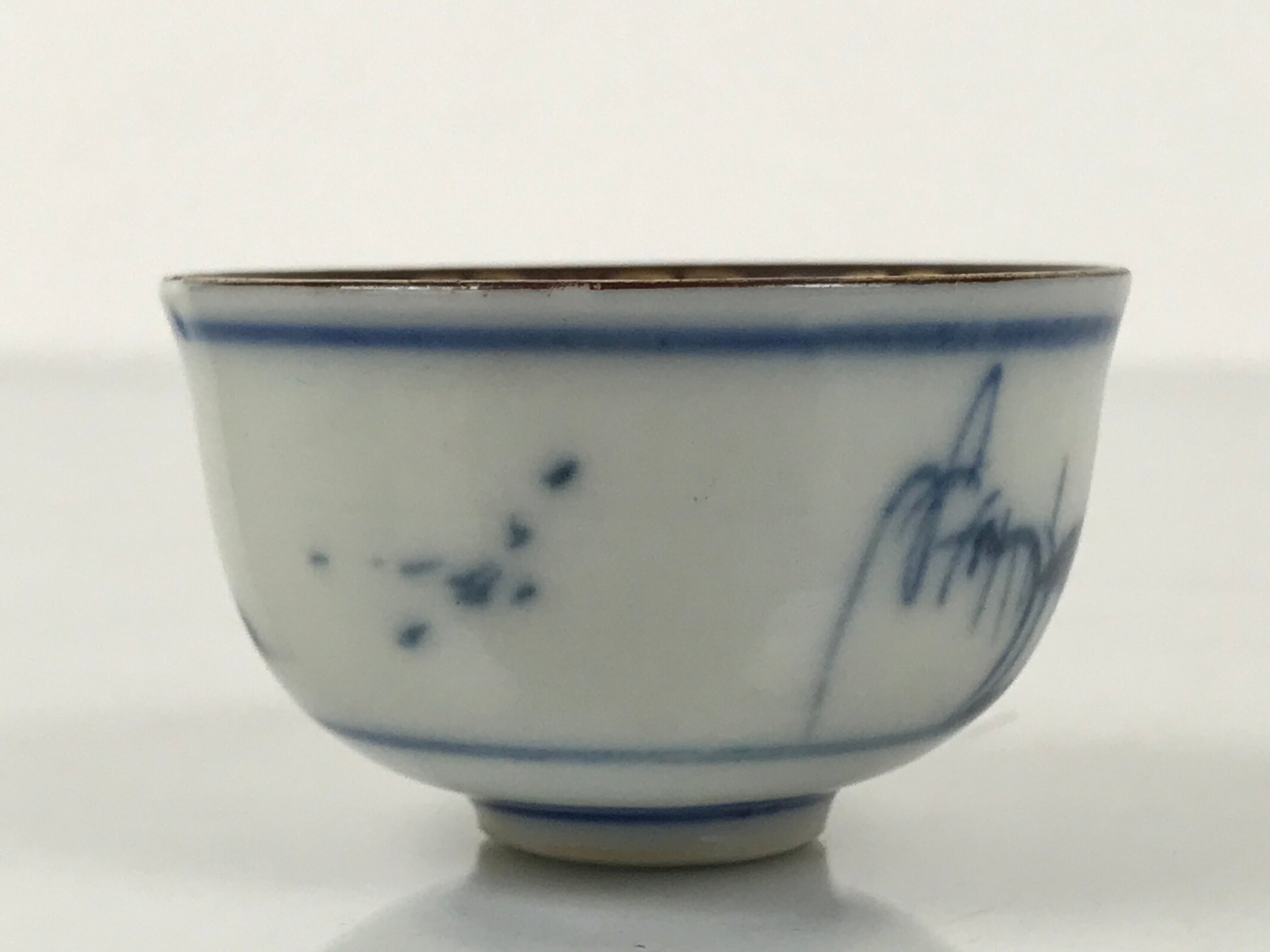 Japanese Kutani Ware Porcelain Sake Cup Vtg Tsubomi Ochoko Chicken Rooster G301