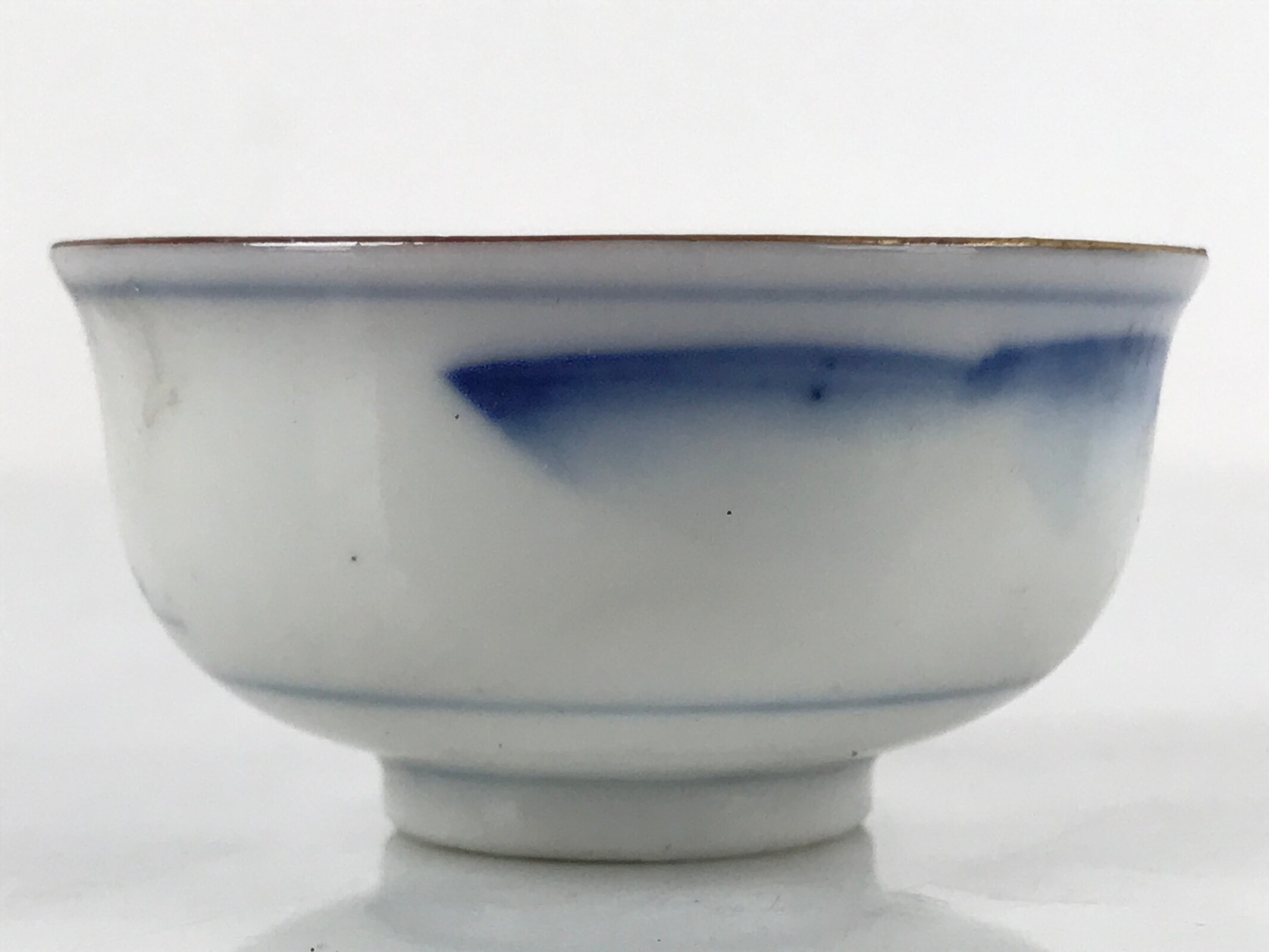 Japanese Kutani Ware Porcelain Sake Cup Vtg Tsubomi Ochoko Pagoda Pine Tree G234