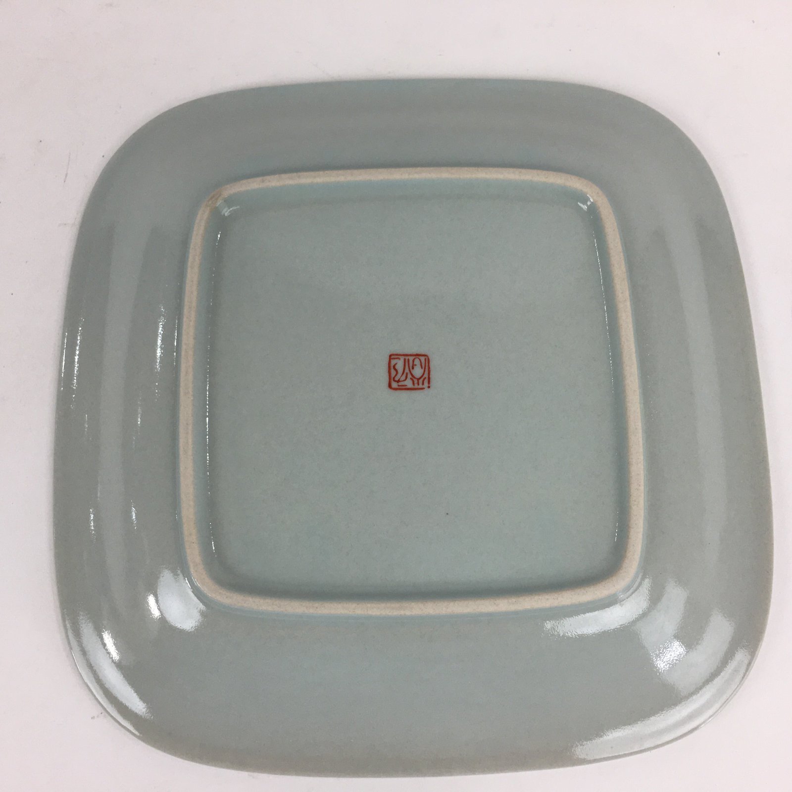 Japanese Kutrani ware Ceramic Plate Vtg Pottery White Square Camellia PX572