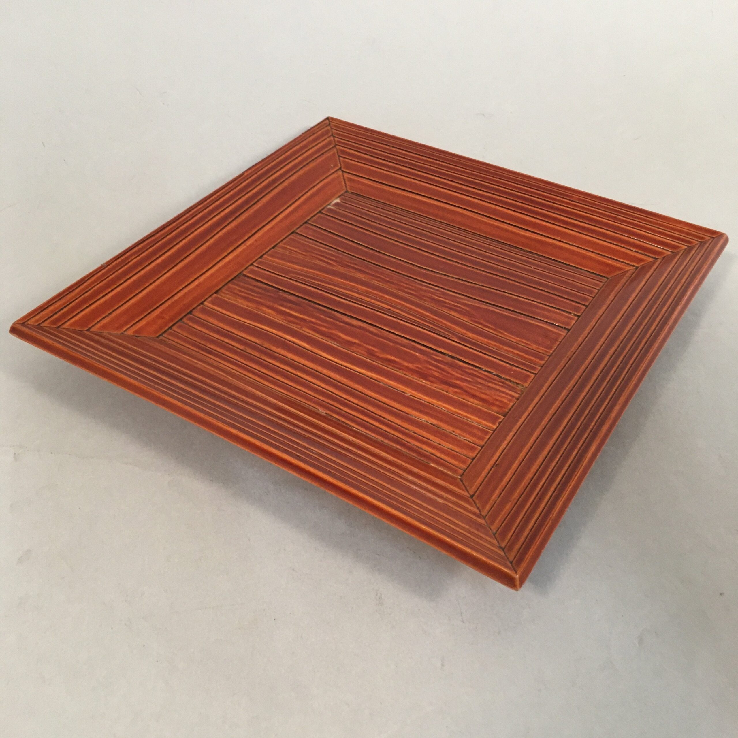 Japanese Lacquer Plate Tray Shunkei Nuri Vtg Wood Square Nurimono UR380