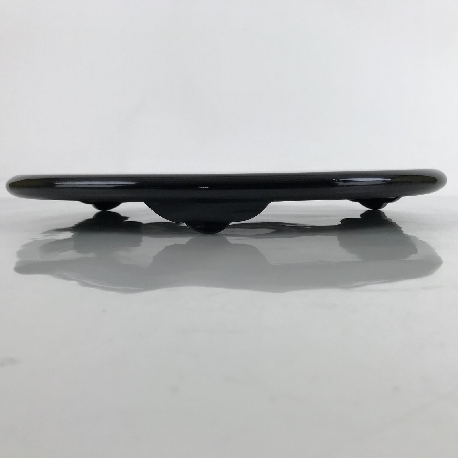 Japanese Lacquer Wood Flower Vase Stand Vtg Oval Black Kadai Ikebana WT540