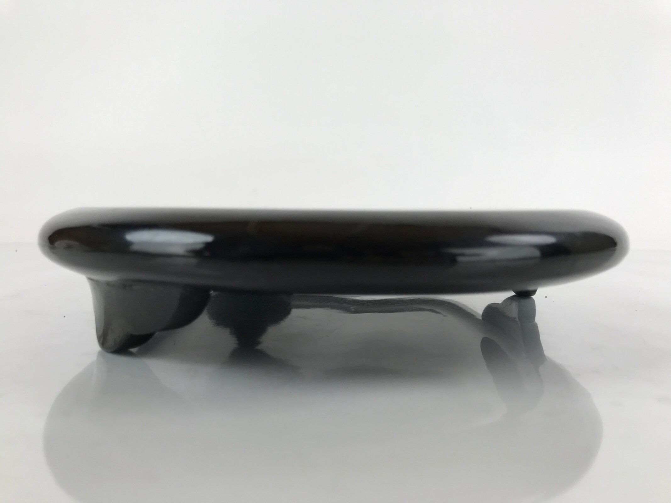 Japanese Lacquer Wood Flower Vase Stand Vtg Oval Makie Waves Kadai Ikebana WT516