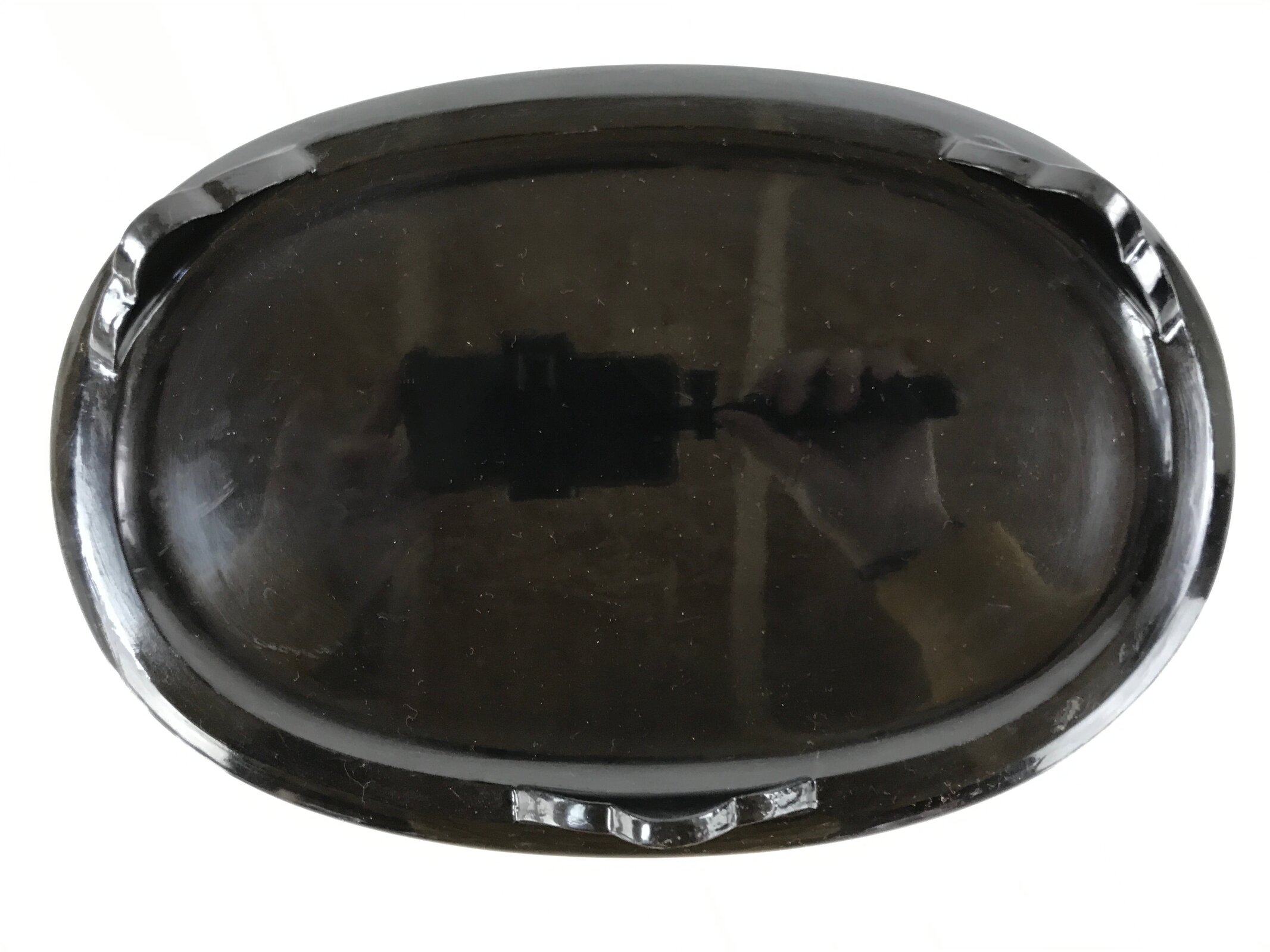 Japanese Lacquer Wood Flower Vase Stand Vtg Oval Makie Waves Kadai Ikebana WT516