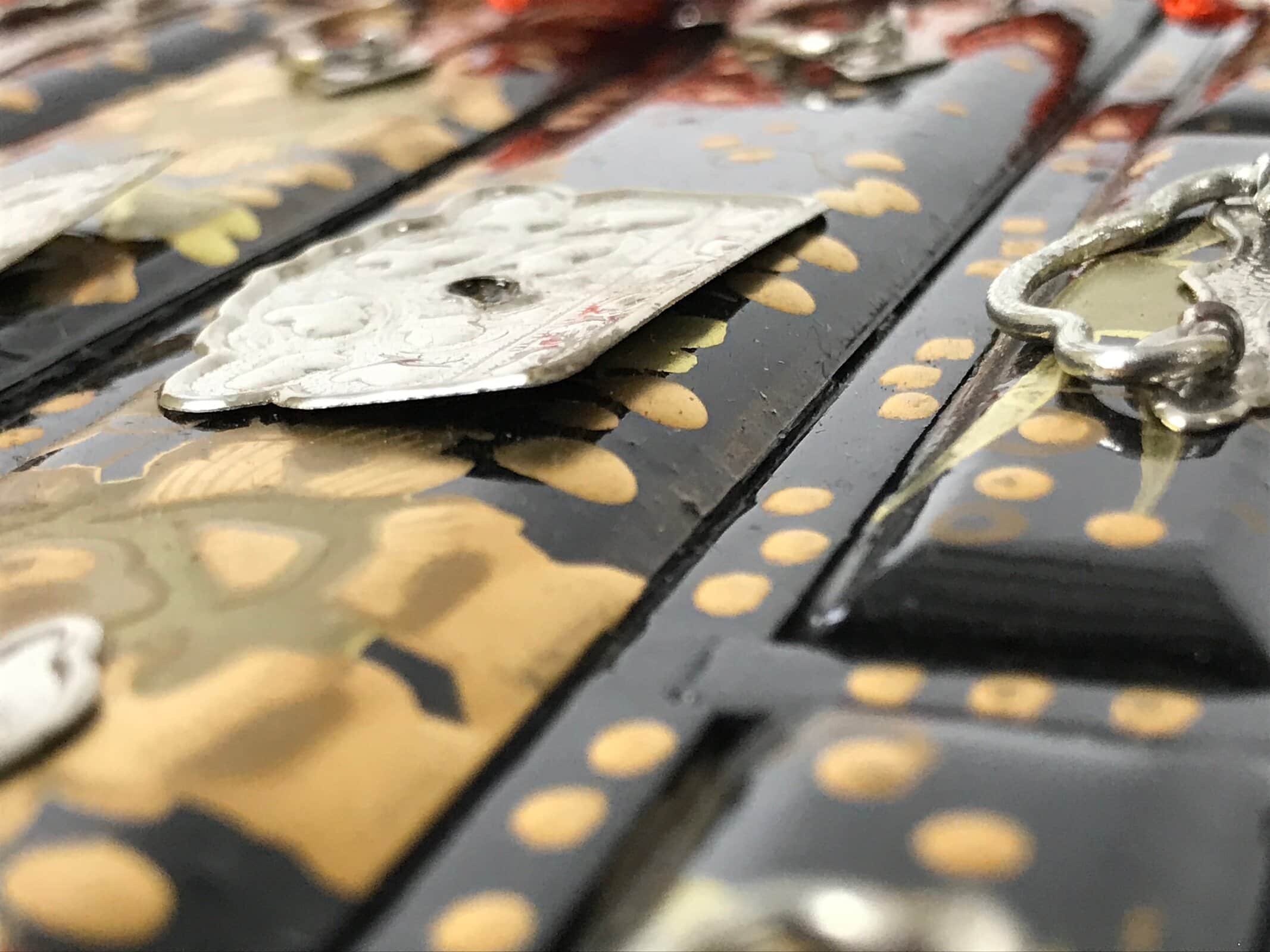 Japanese Lacquer Wood Hina Doll Chest Tansu Vtg Girls Day Makie Black Gold ID616