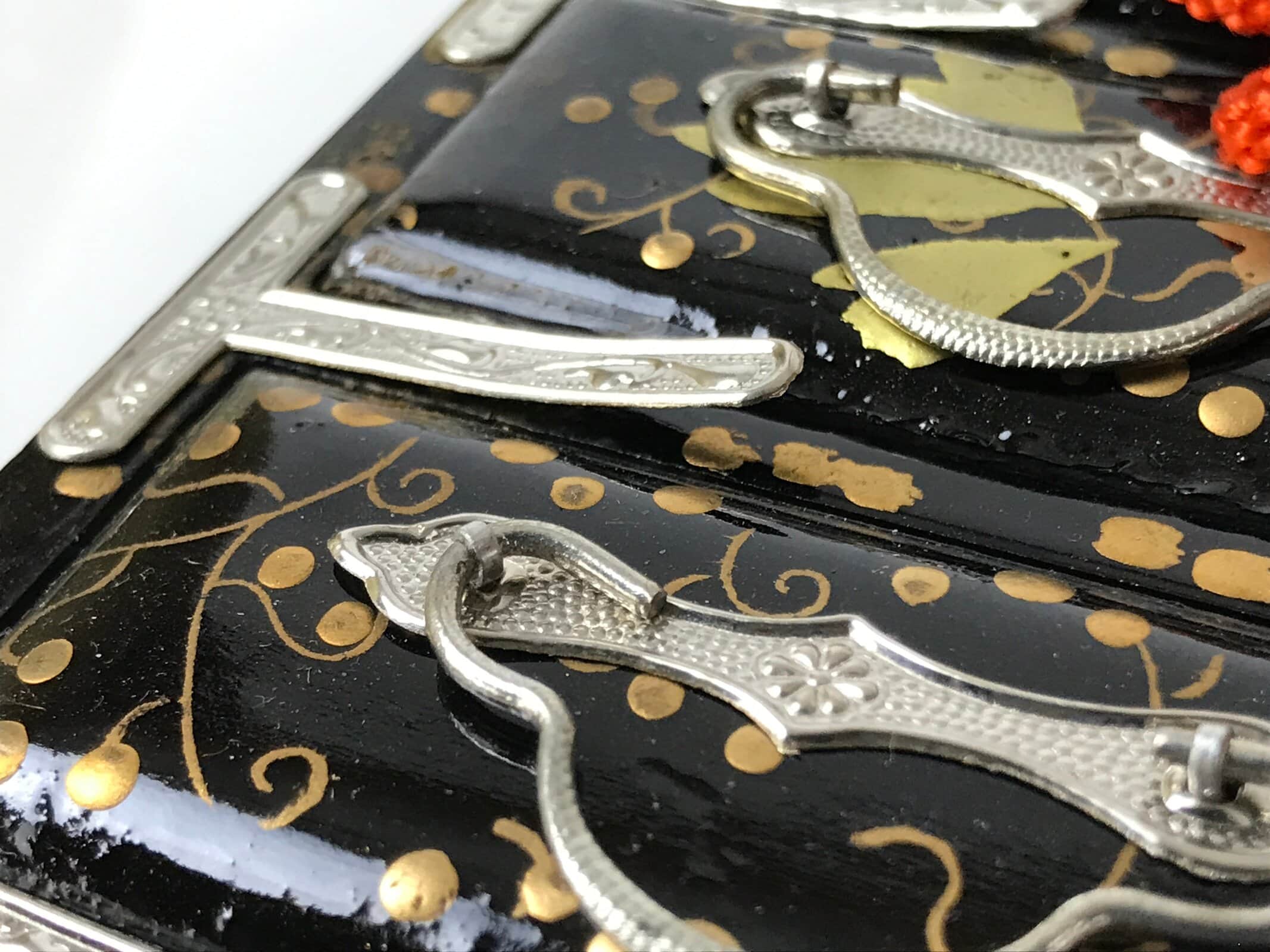 Japanese Lacquer Wood Hina Doll Chest Tansu Vtg Girls Day Makie Black Gold ID616