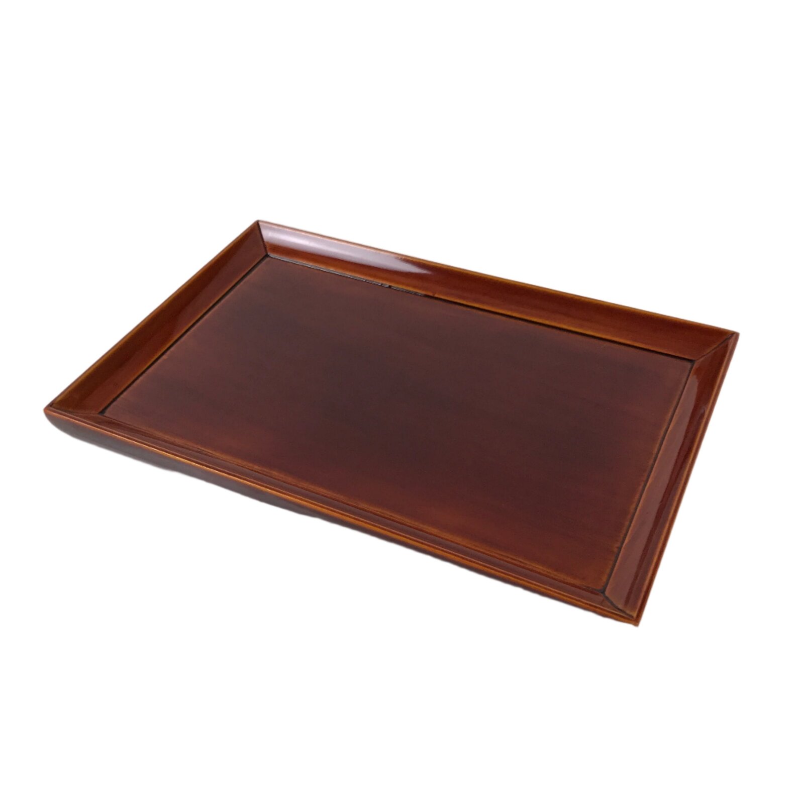 Japanese Lacquer Wood Small Tray Vtg Shunkei-Nuri Rectangular Brown w/Box LWB107