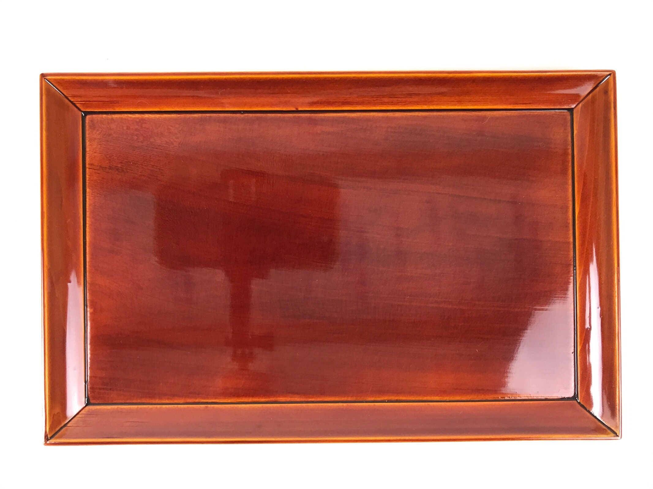 Japanese Lacquer Wood Small Tray Vtg Shunkei-Nuri Rectangular Brown w/Box LWB107