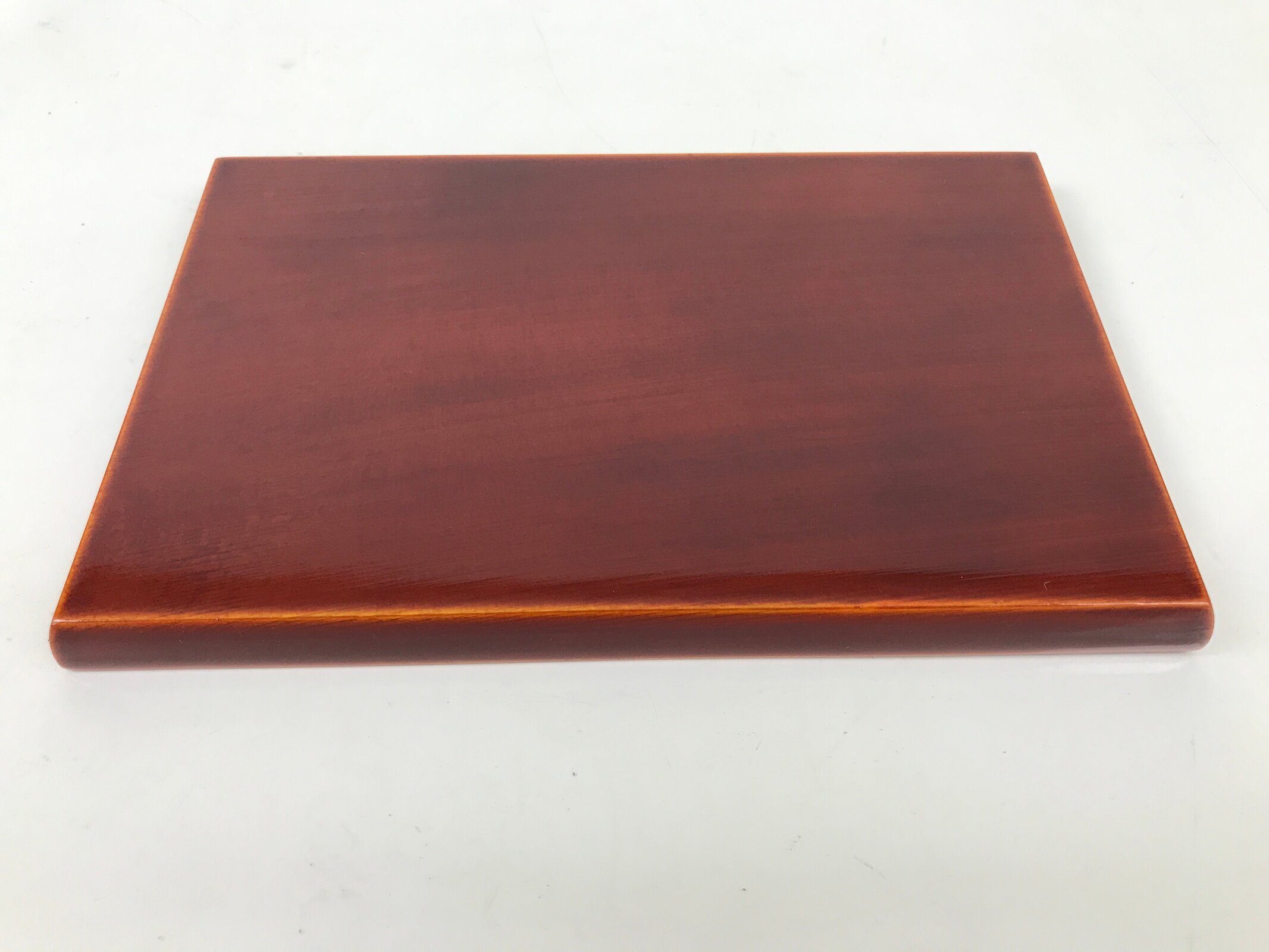 Japanese Lacquer Wood Small Tray Vtg Shunkei-Nuri Rectangular Brown w/Box LWB107