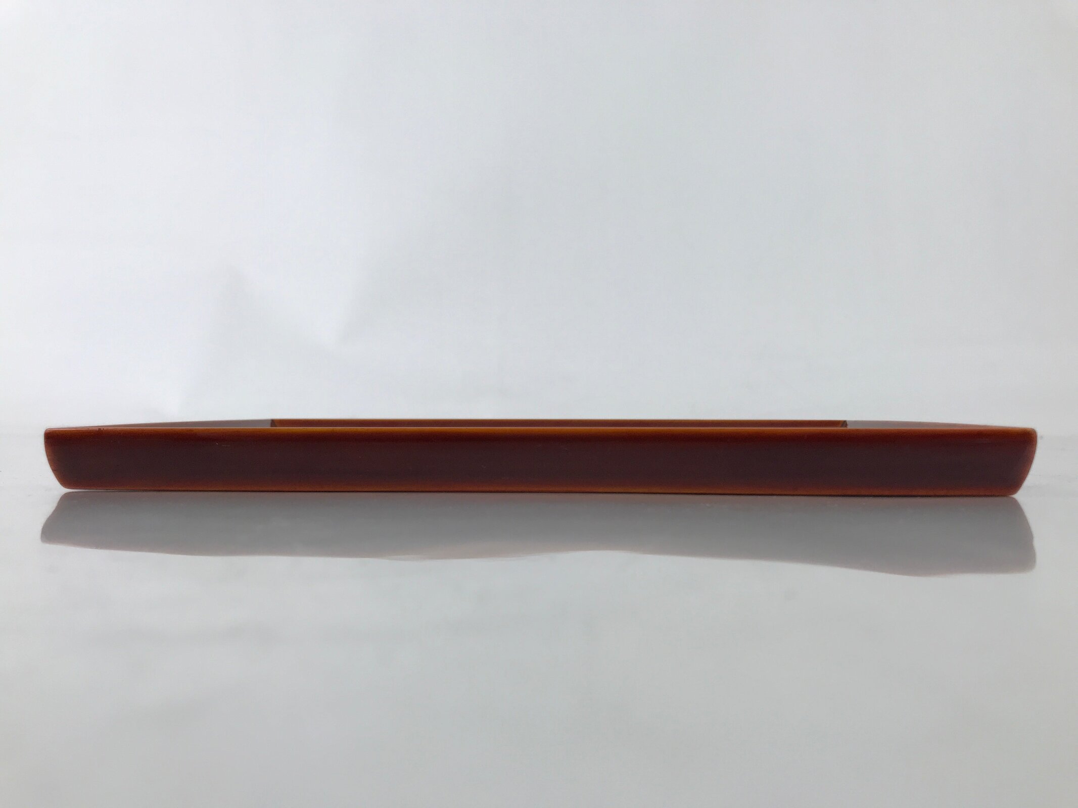 Japanese Lacquer Wood Small Tray Vtg Shunkei-Nuri Rectangular Brown w/Box LWB107