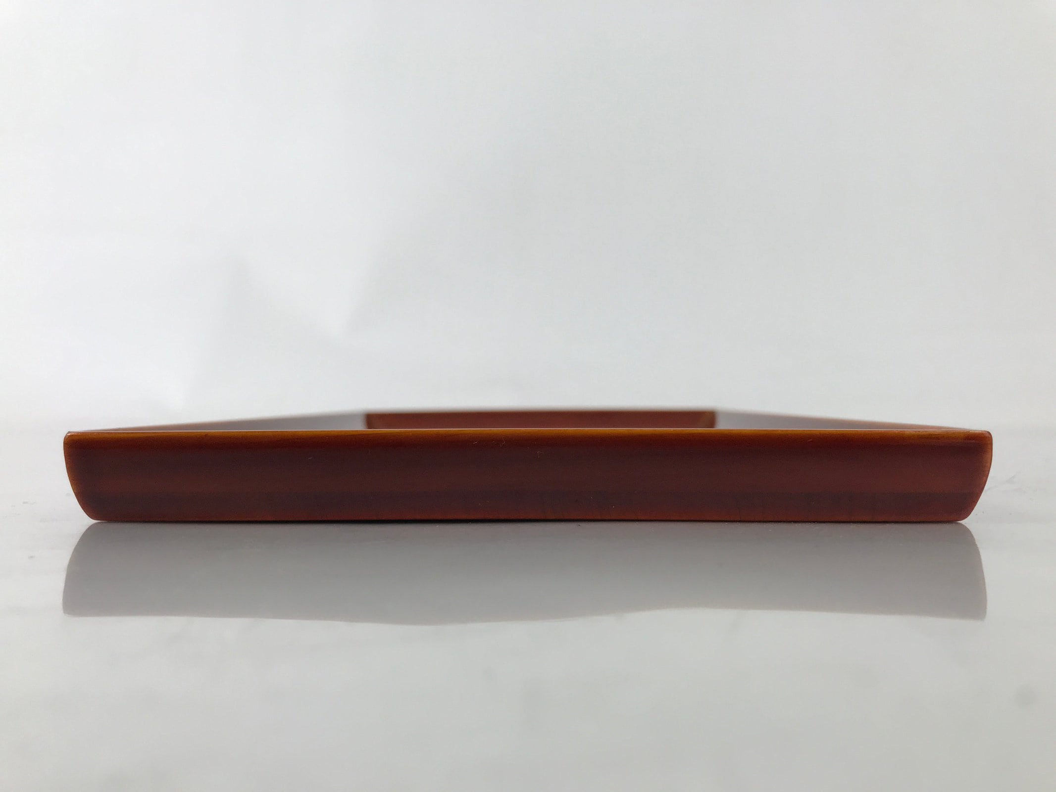 Japanese Lacquer Wood Small Tray Vtg Shunkei-Nuri Rectangular Brown w/Box LWB107