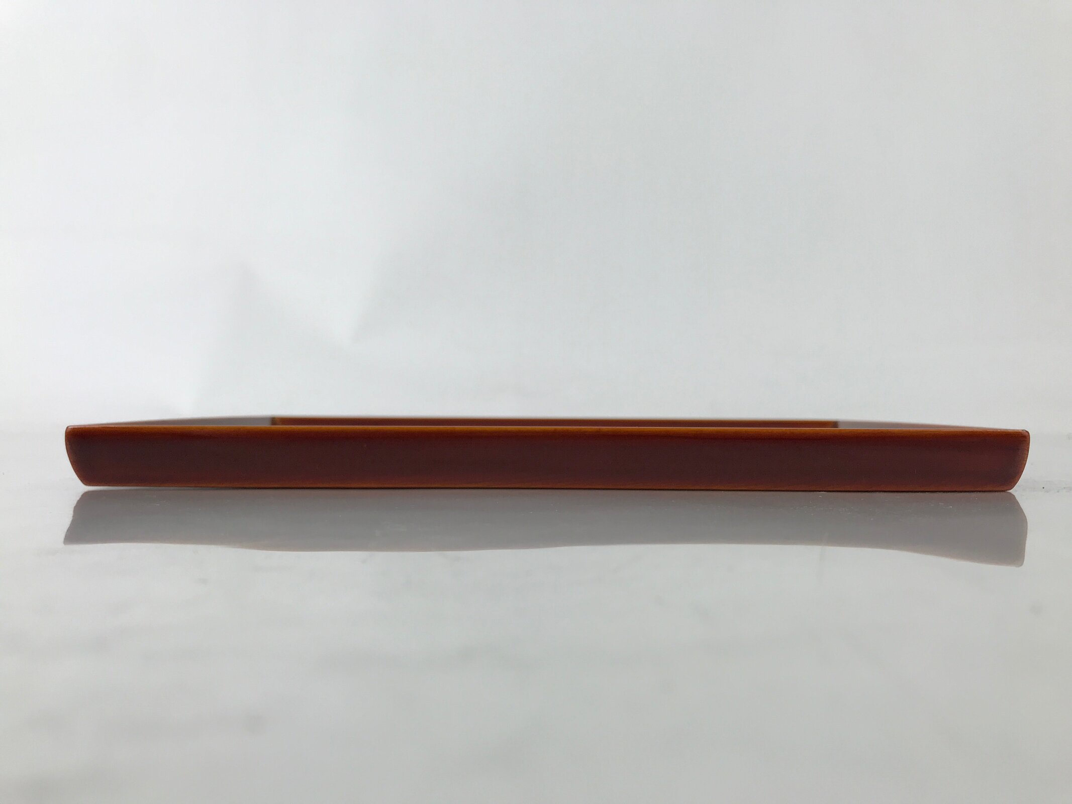 Japanese Lacquer Wood Small Tray Vtg Shunkei-Nuri Rectangular Brown w/Box LWB107