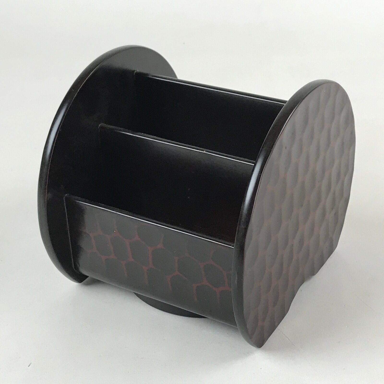 Japanese Lacquer Wood Spinning Table Organizer Box Vtg Kamakurabori Dog JK634