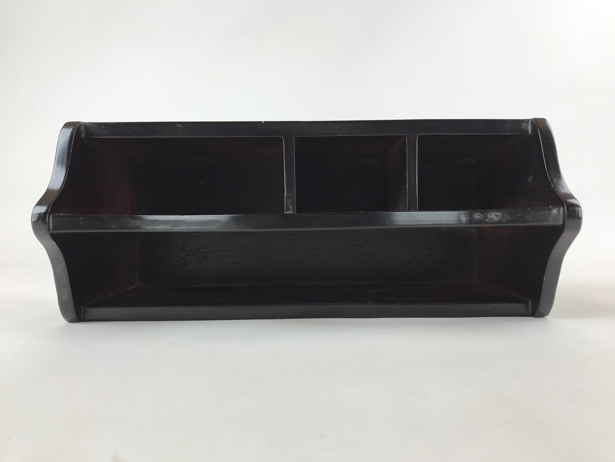 Japanese Lacquer Wood Table Organizer Box Vtg Handle Kamakurabori Rabbit JK625