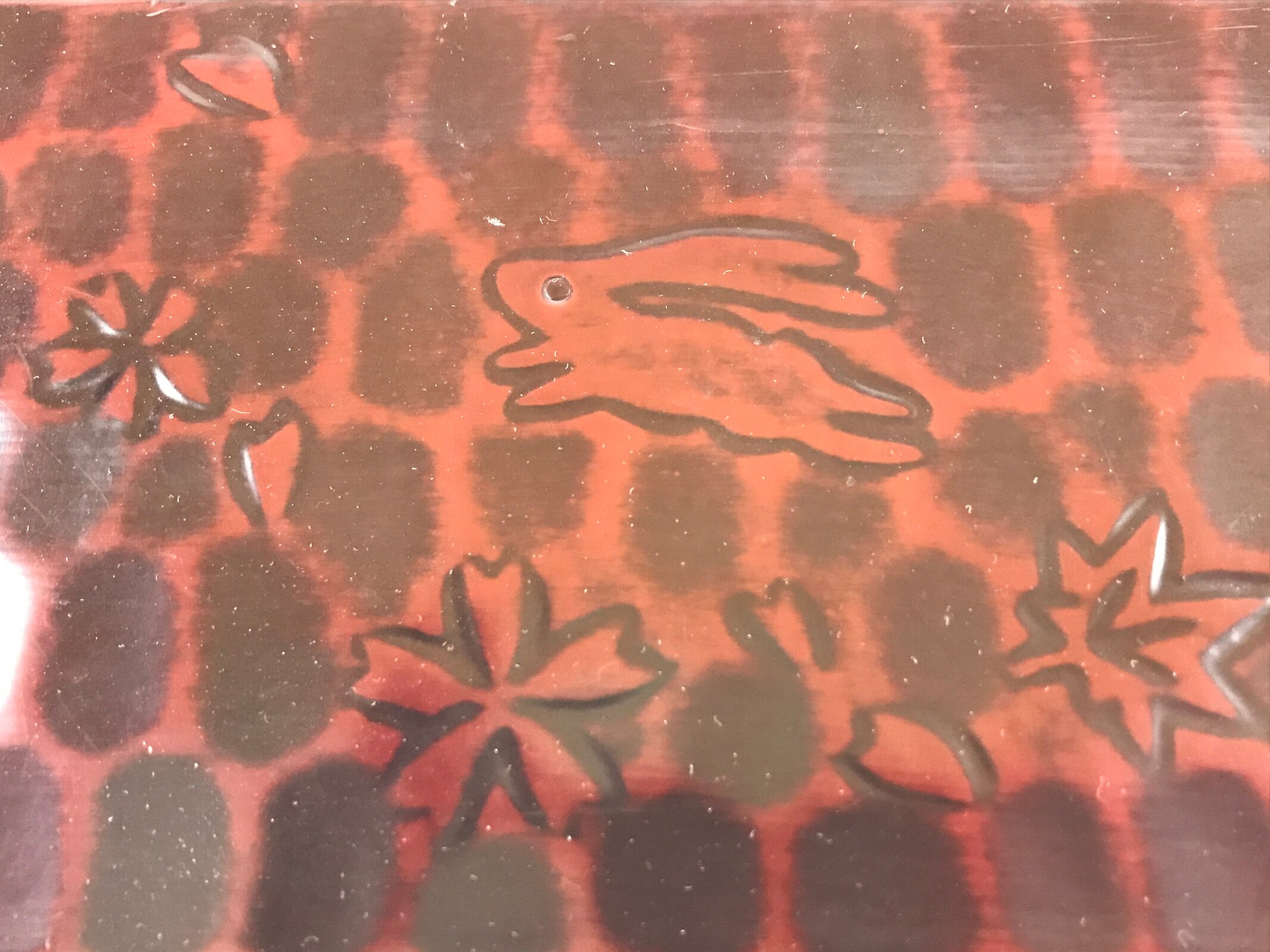 Japanese Lacquer Wood Table Organizer Box Vtg Handle Kamakurabori Rabbit JK625