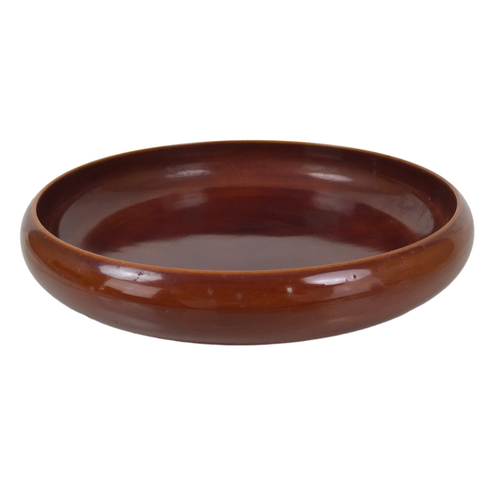 Japanese Lacquer Wooden Kashiki Snack Bowl Shunkei-Nuri Kashibachi Brown LWB116
