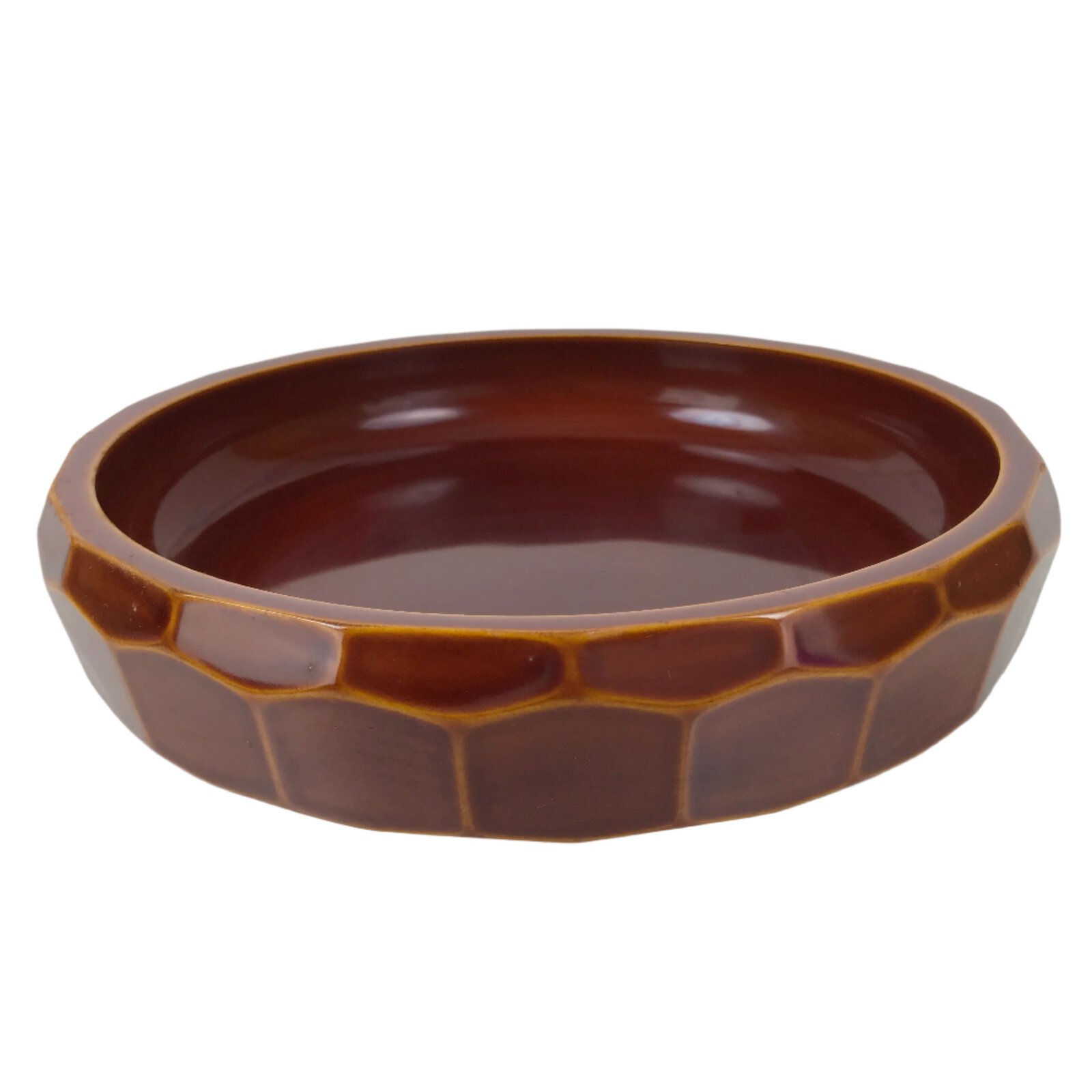 Japanese Lacquer Wooden Kashiki Snack Bowl Shunkei-Nuri Kashibachi Brown LWB118