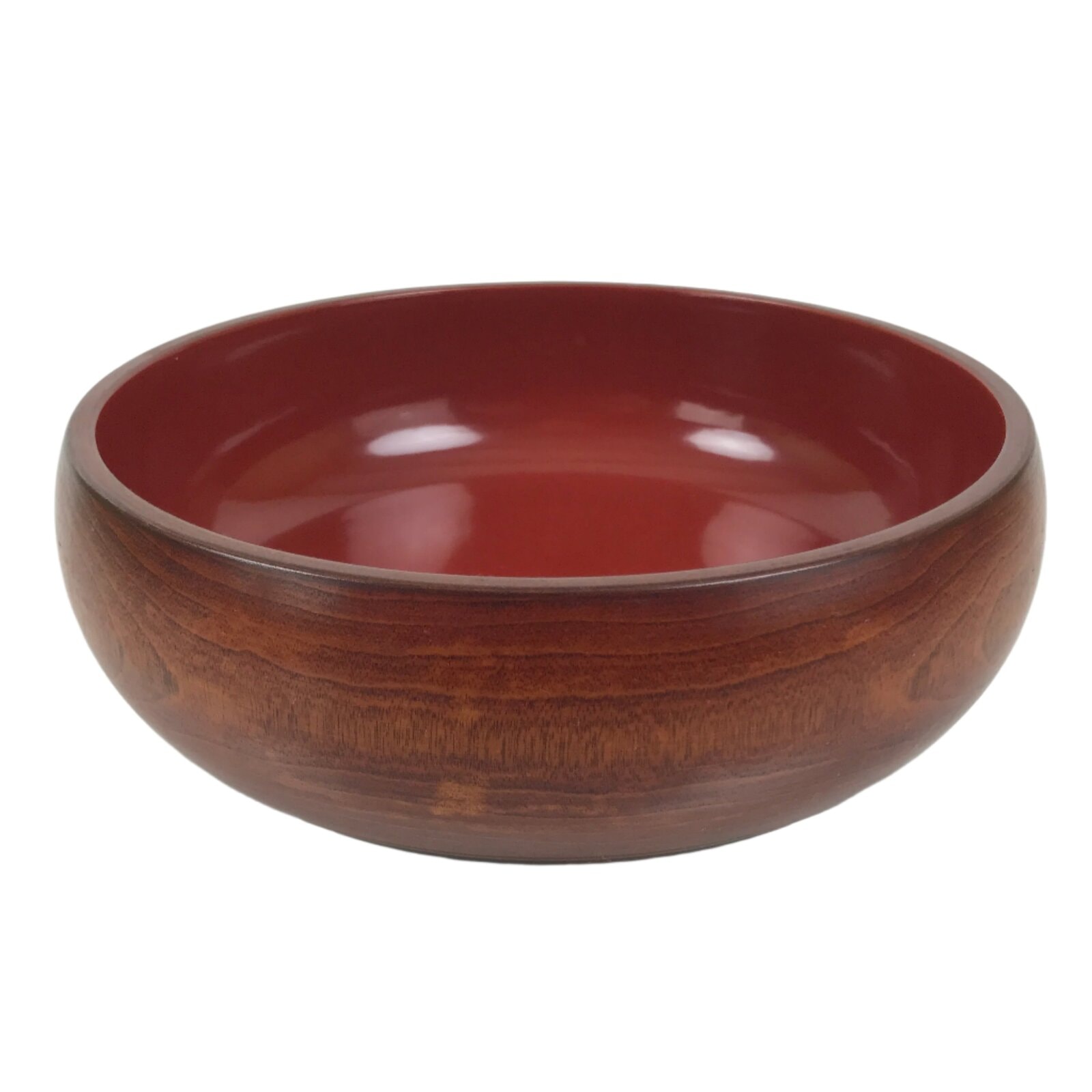 Japanese Lacquer Wooden Kashiki Snack Bowl Vtg Kashibachi Brown Red Grain L533