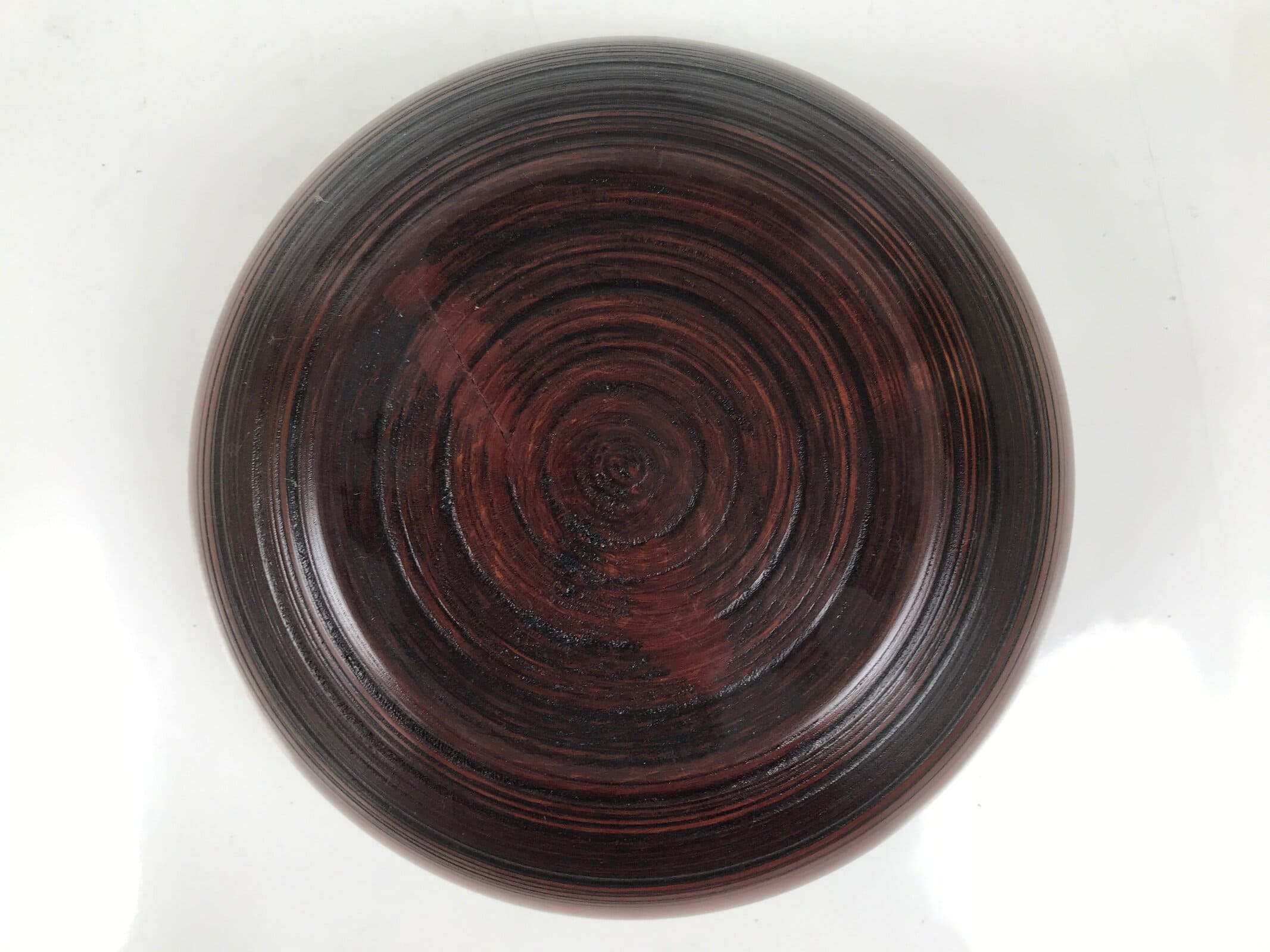 Japanese Lacquer Wooden Kashiki Snack Bowl Vtg Kashibachi Brown Red Grain L533