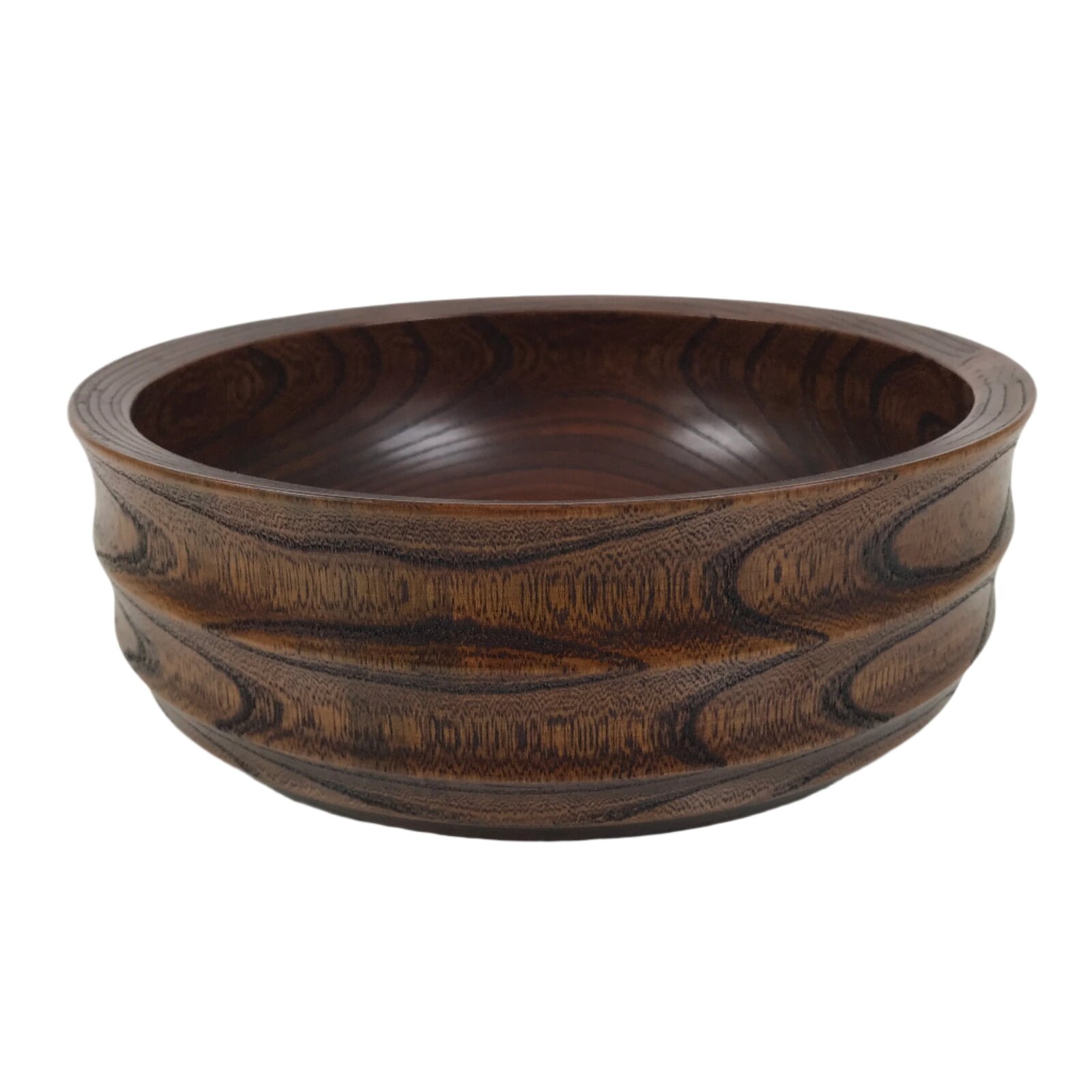 Japanese Lacquer Wooden Kashiki Snack Bowl Vtg Kashibachi Brown Ring Grain L529