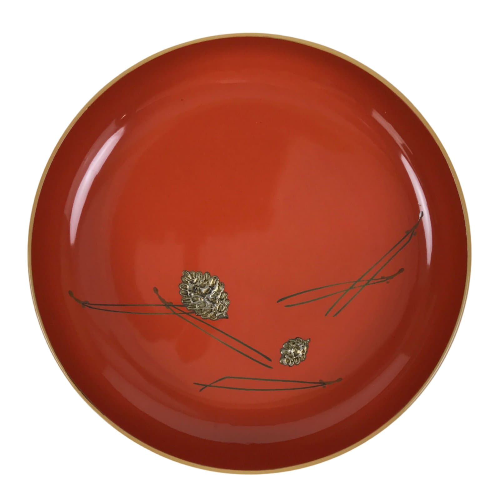 Japanese Lacquer Wooden Kashiki Snack Bowl Vtg Kashibachi Pine Needle Cone L531