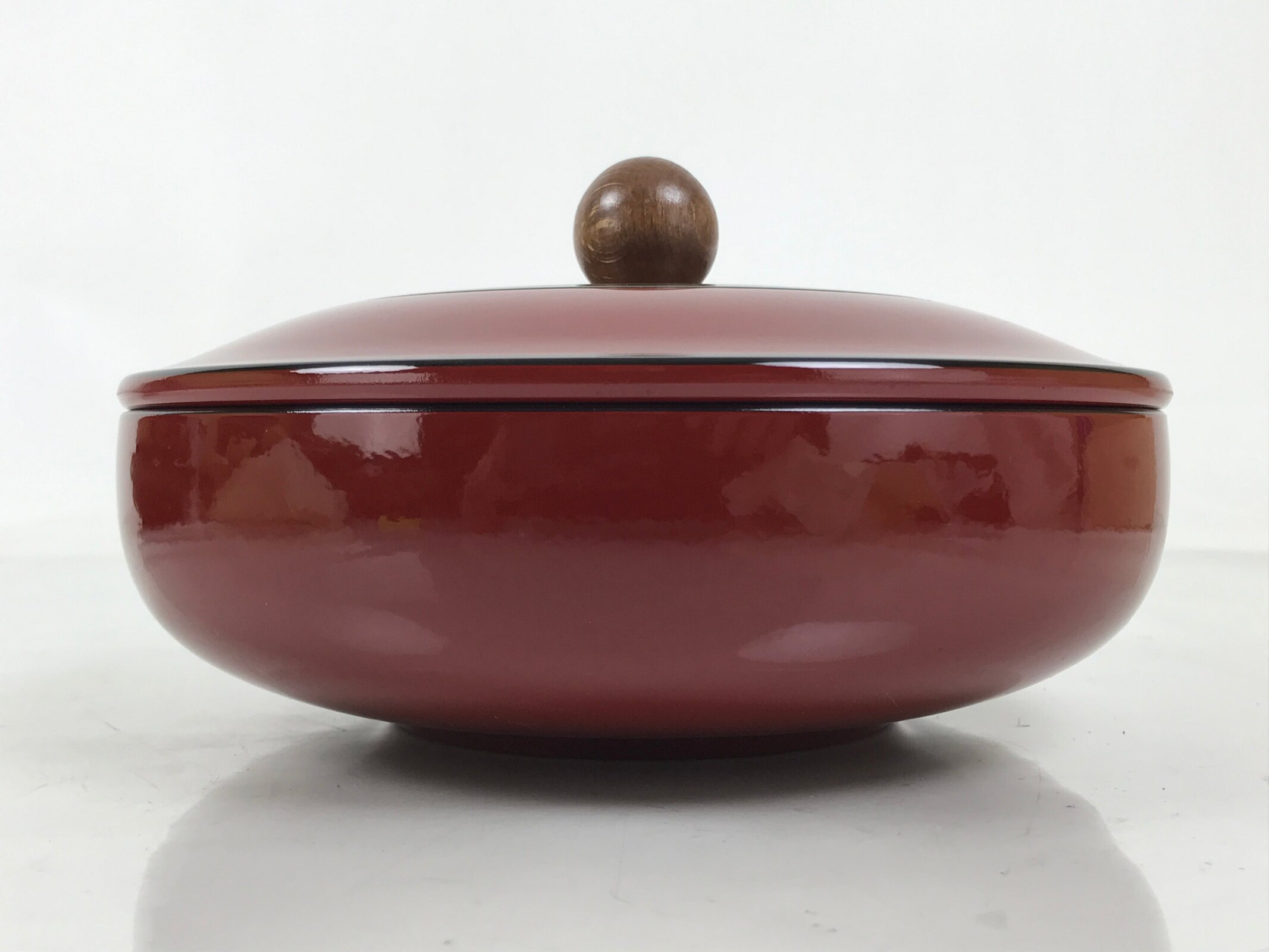 Japanese Lacquer Wooden Lidded Bowl Kashiki Vtg Red Tea Ceremony w/Box LWB132