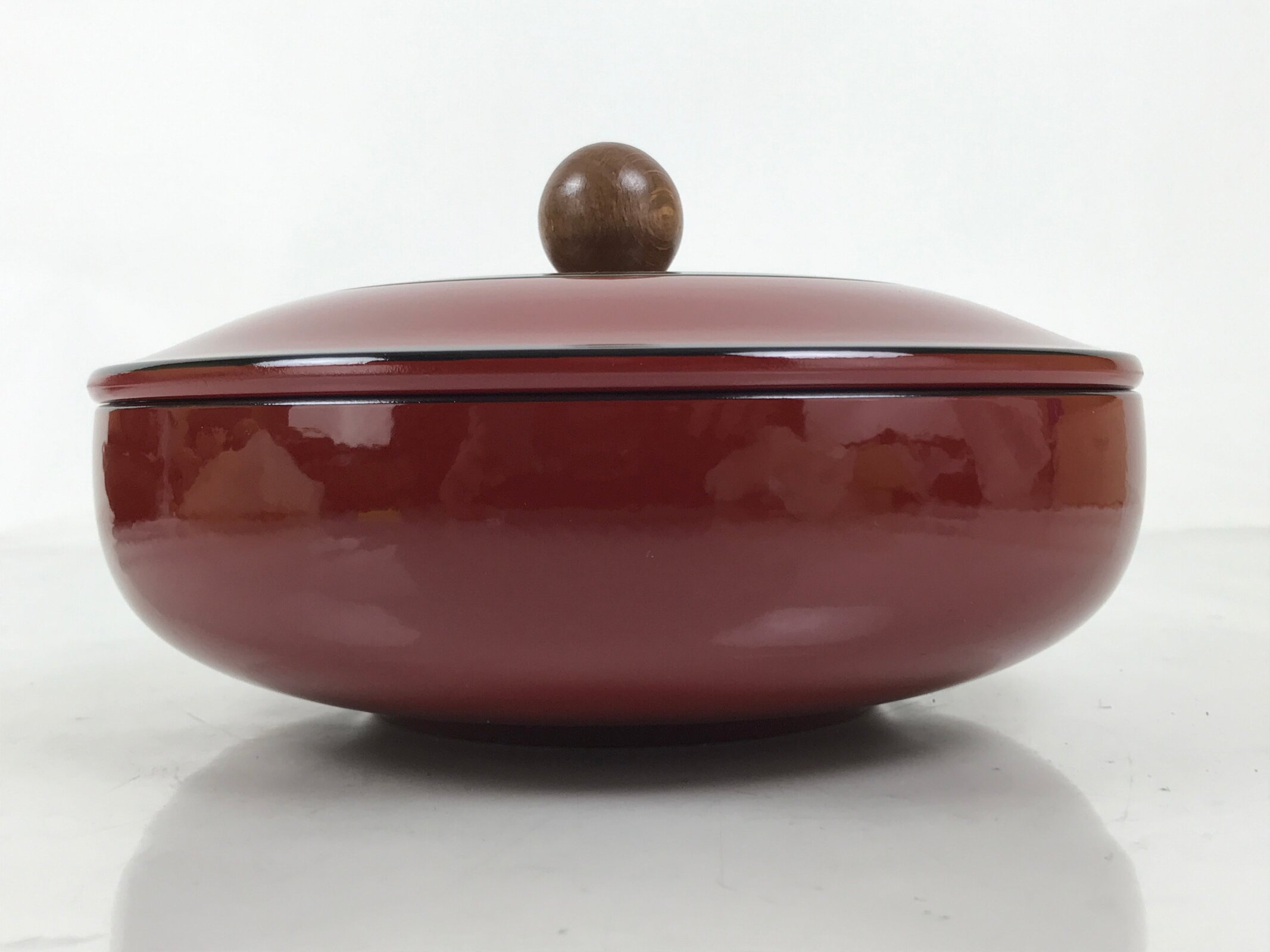 Japanese Lacquer Wooden Lidded Bowl Kashiki Vtg Red Tea Ceremony w/Box LWB132