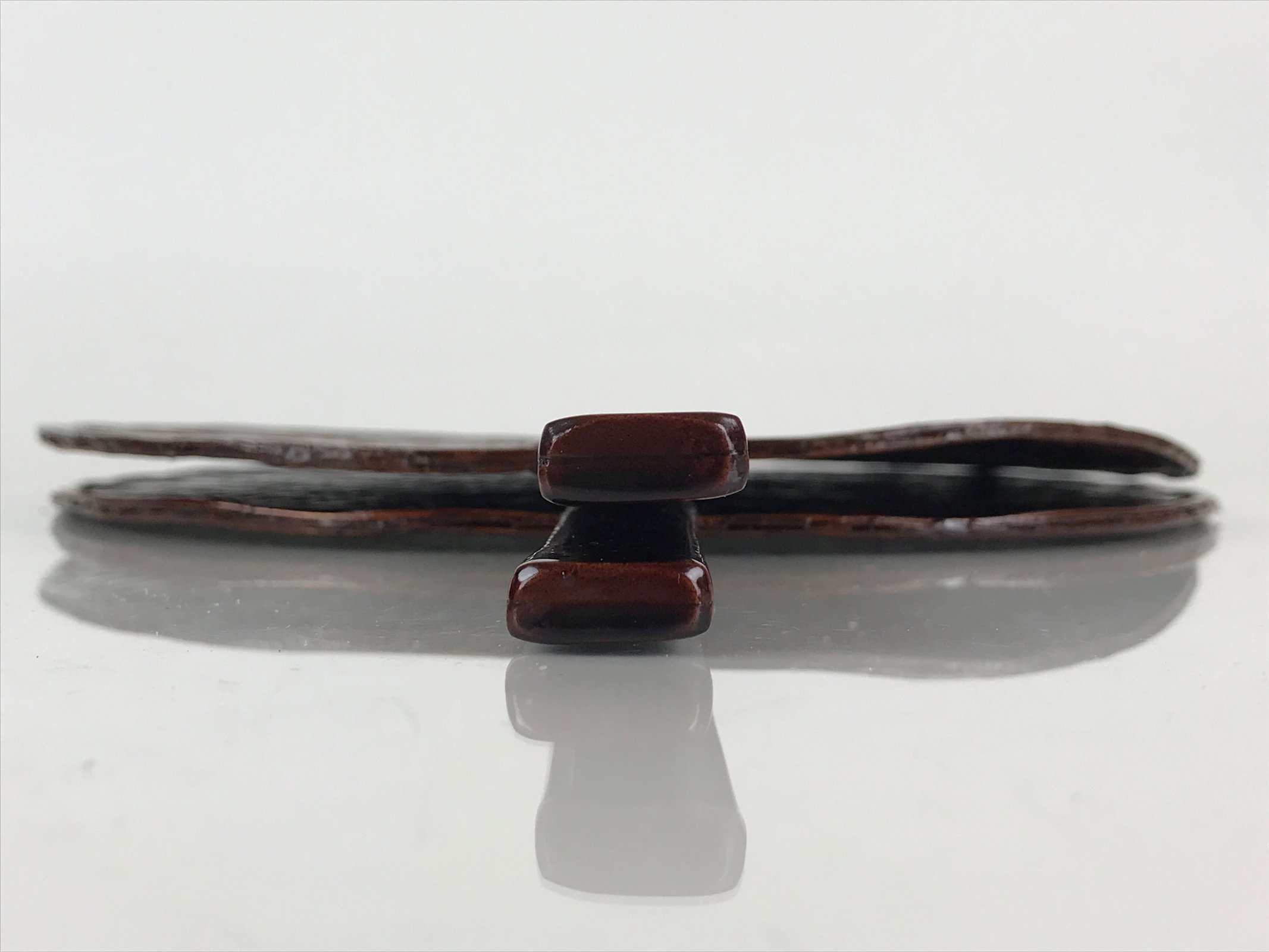 Japanese Lacquered Bamboo Fan Uchiwa Vtg Two Fan And Fan Stand Set UR825