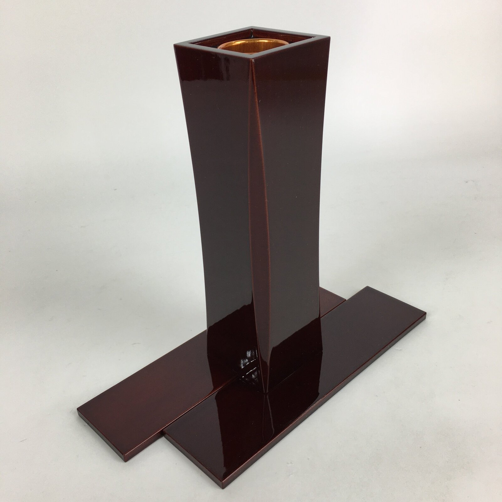 Japanese Lacquered Flower Vase Kabin Vtg Boxed Shunkei-Nuri Hida PX615