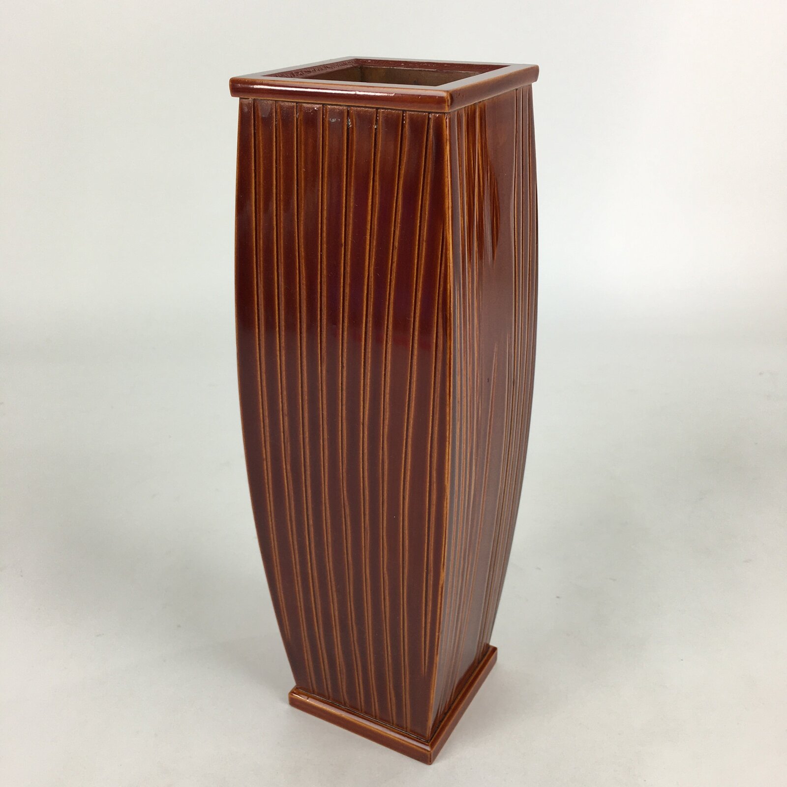 Japanese Lacquered Flower Vase Vtg Wooden Shunkei-nuri Ikebana Kabin FV980