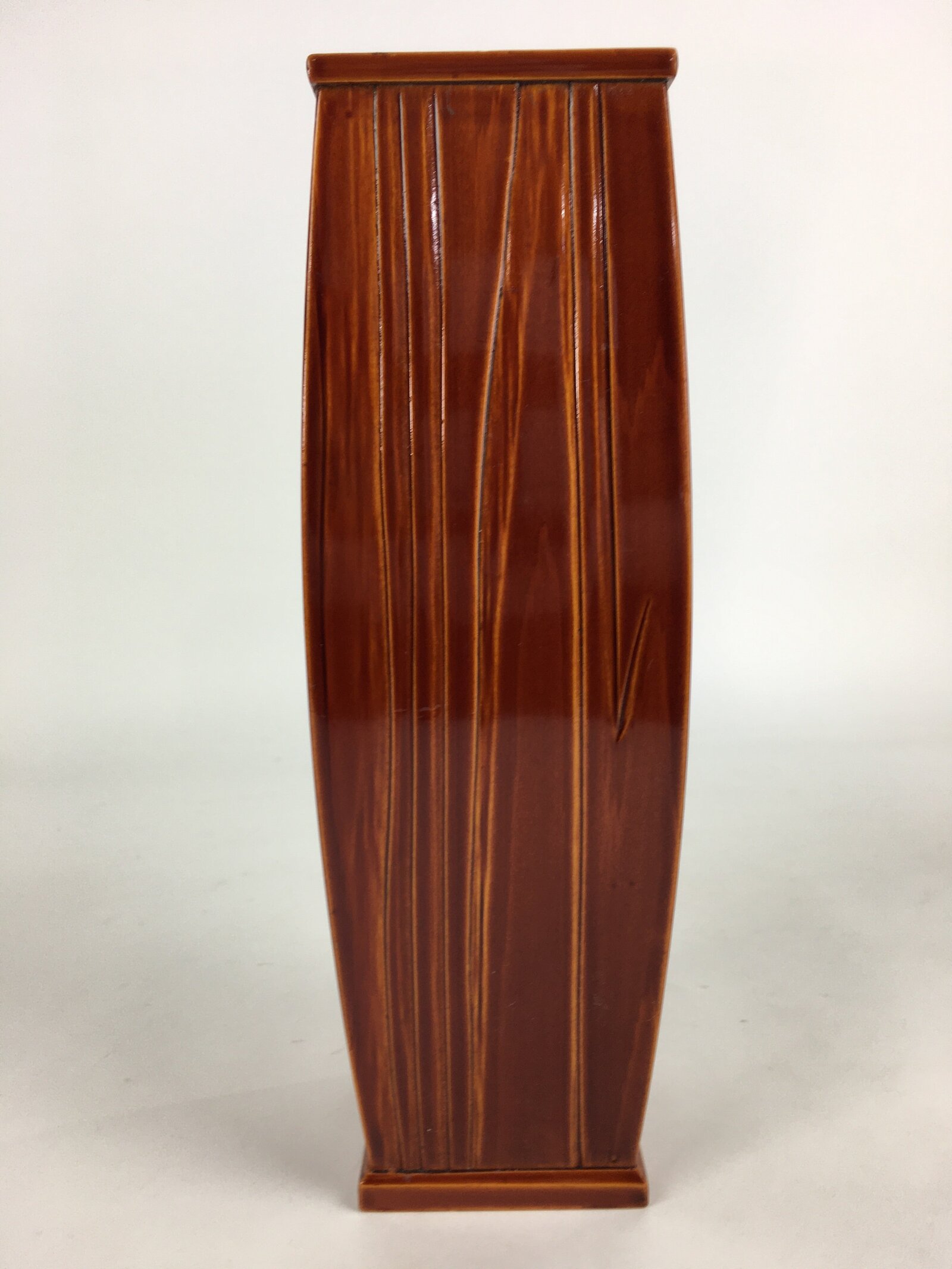 Japanese Lacquered Flower Vase Vtg Wooden Shunkei-nuri Ikebana Kabin FV980