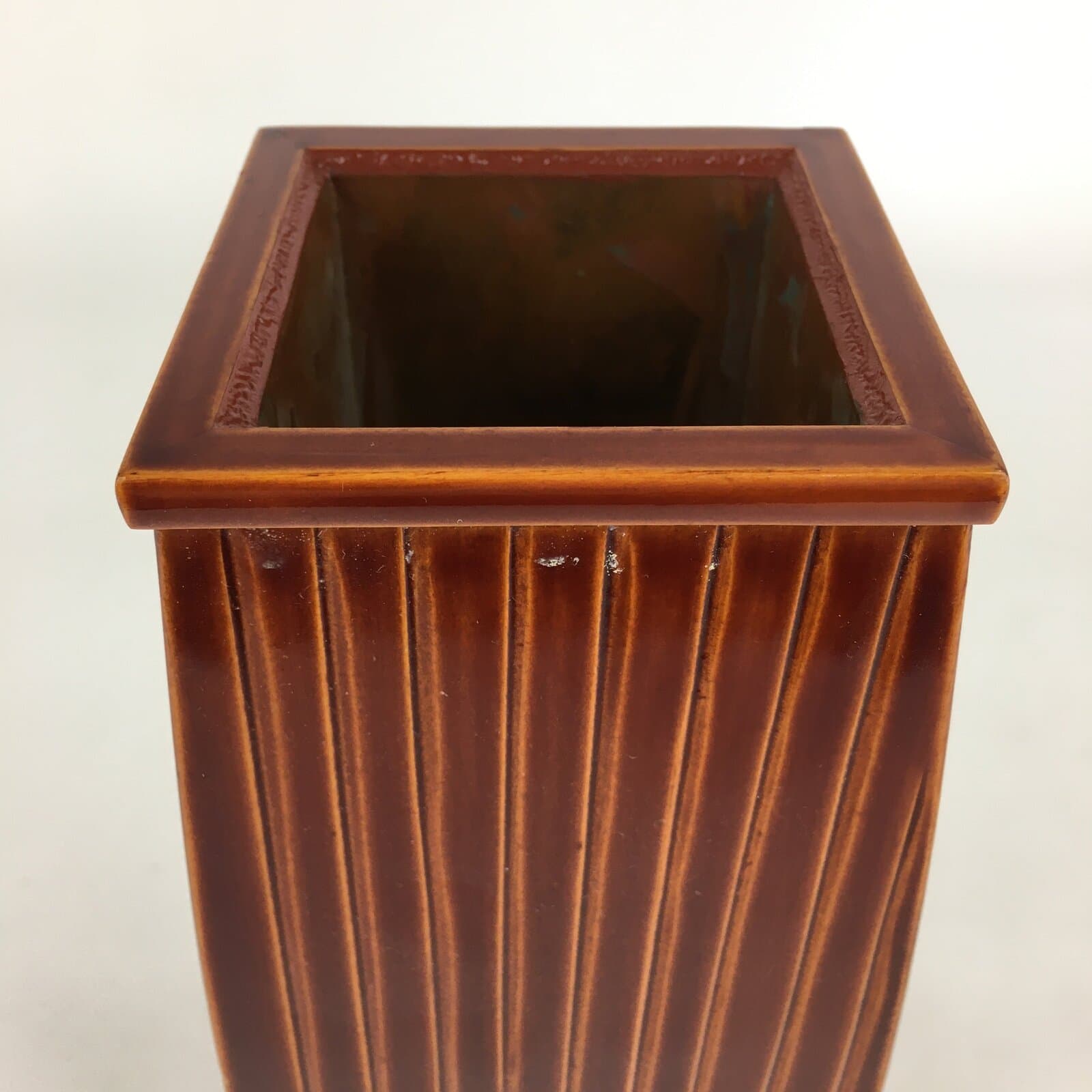 Japanese Lacquered Flower Vase Vtg Wooden Shunkei-nuri Ikebana Kabin FV980