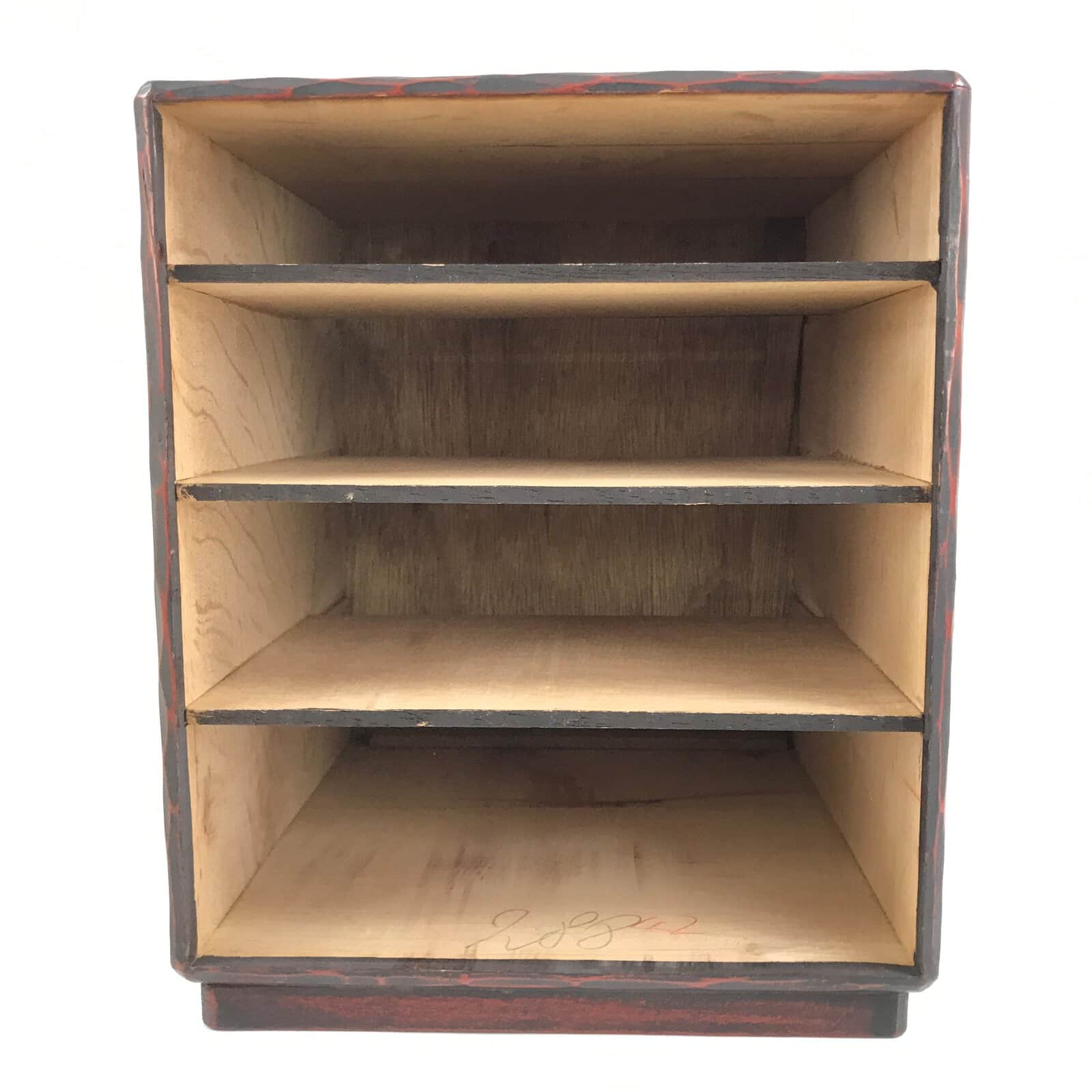 Japanese Lacquered Kamakurabori Wooden Tansu Chest Vtg Haribako Red Black T395